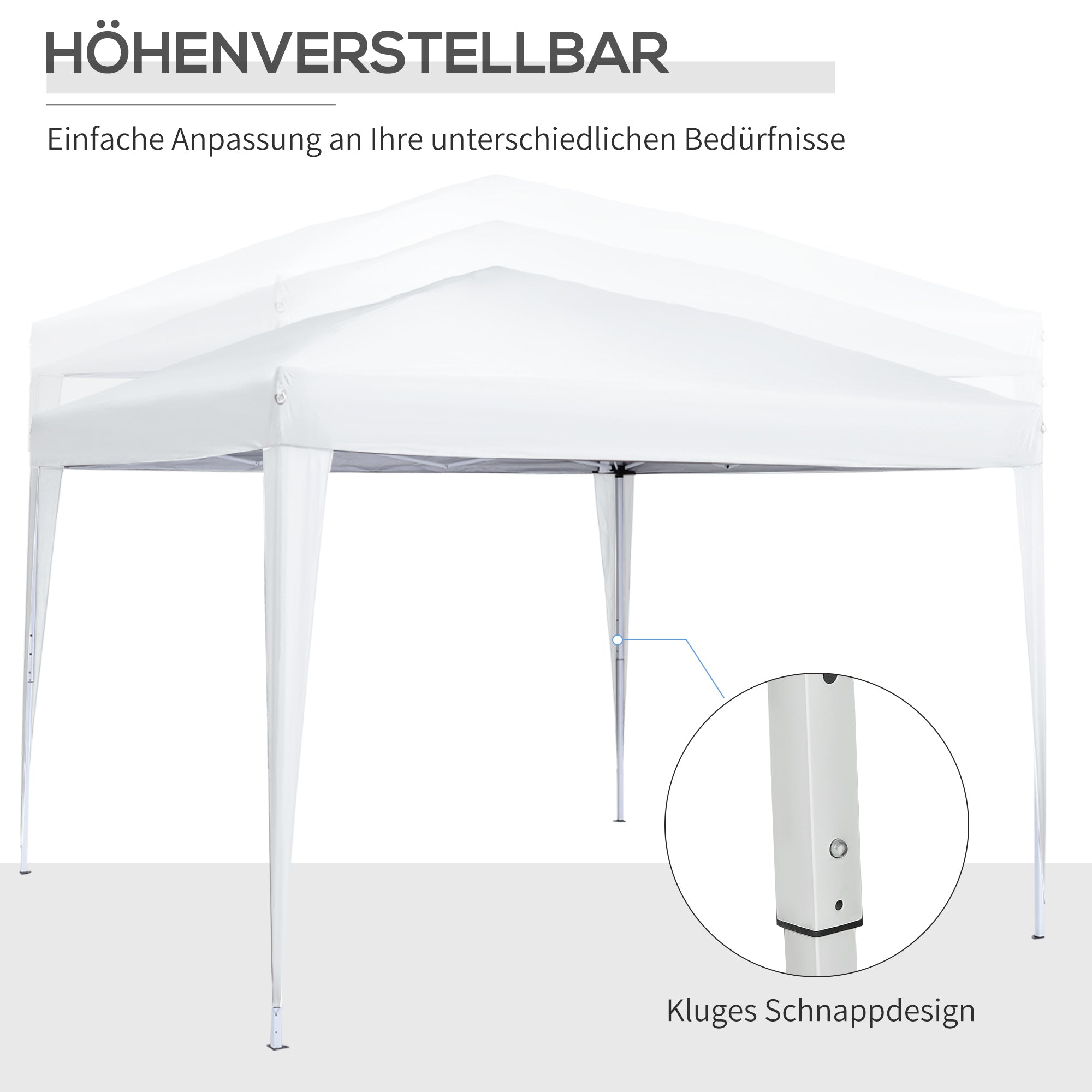 Outsunny 3 x 3 m Pavillon mit 4 Seitenwänden, Fenster, Festzelt mit UV-Schutz, Gartenzelt inkl. Tragetasche, Stahl, Weiß