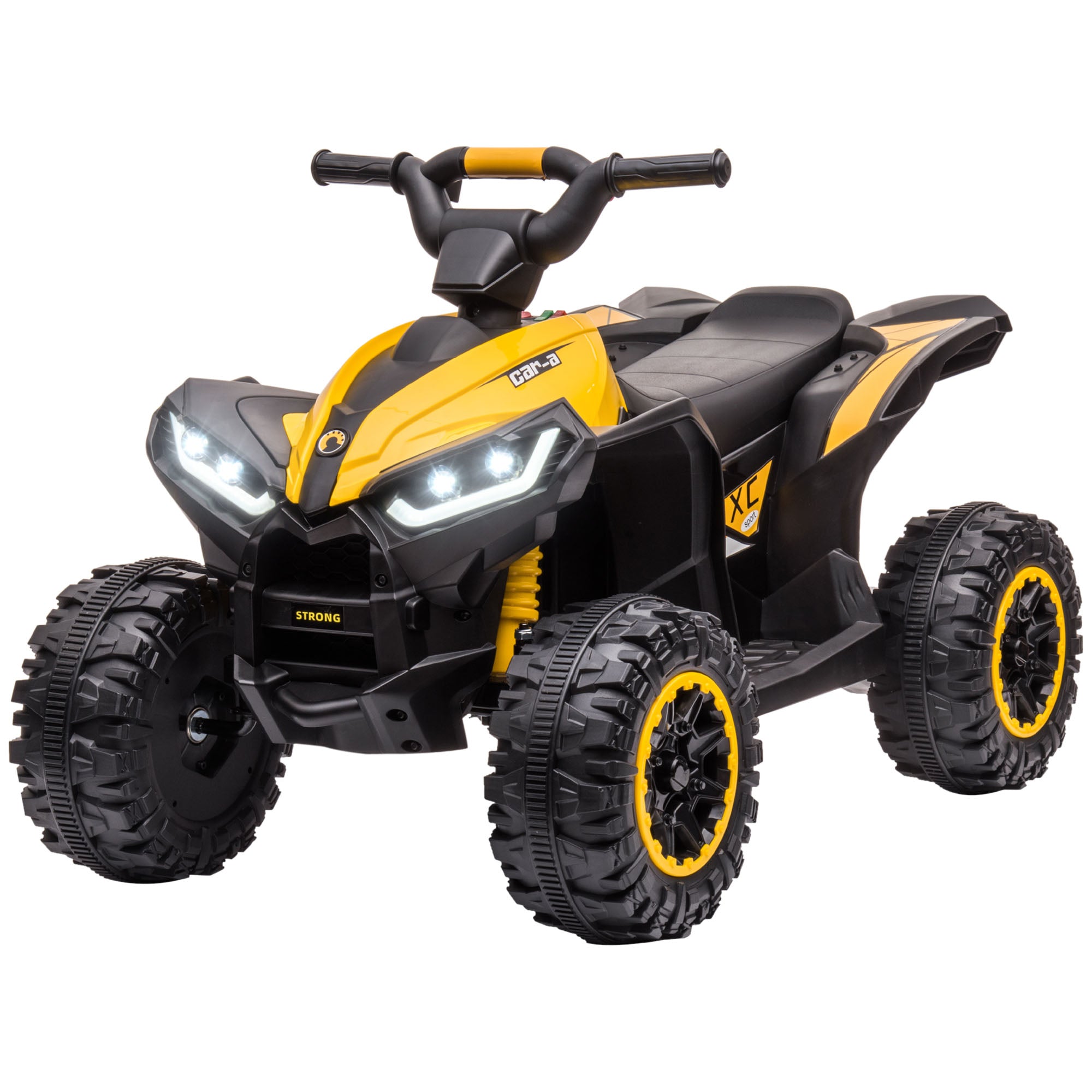HOMCOM Elektro-Kinderquad, LED-Scheinwerfer, MP3-Player, Stoßdämpfer, ergonomischer Sitz, Gelb+Schwarz