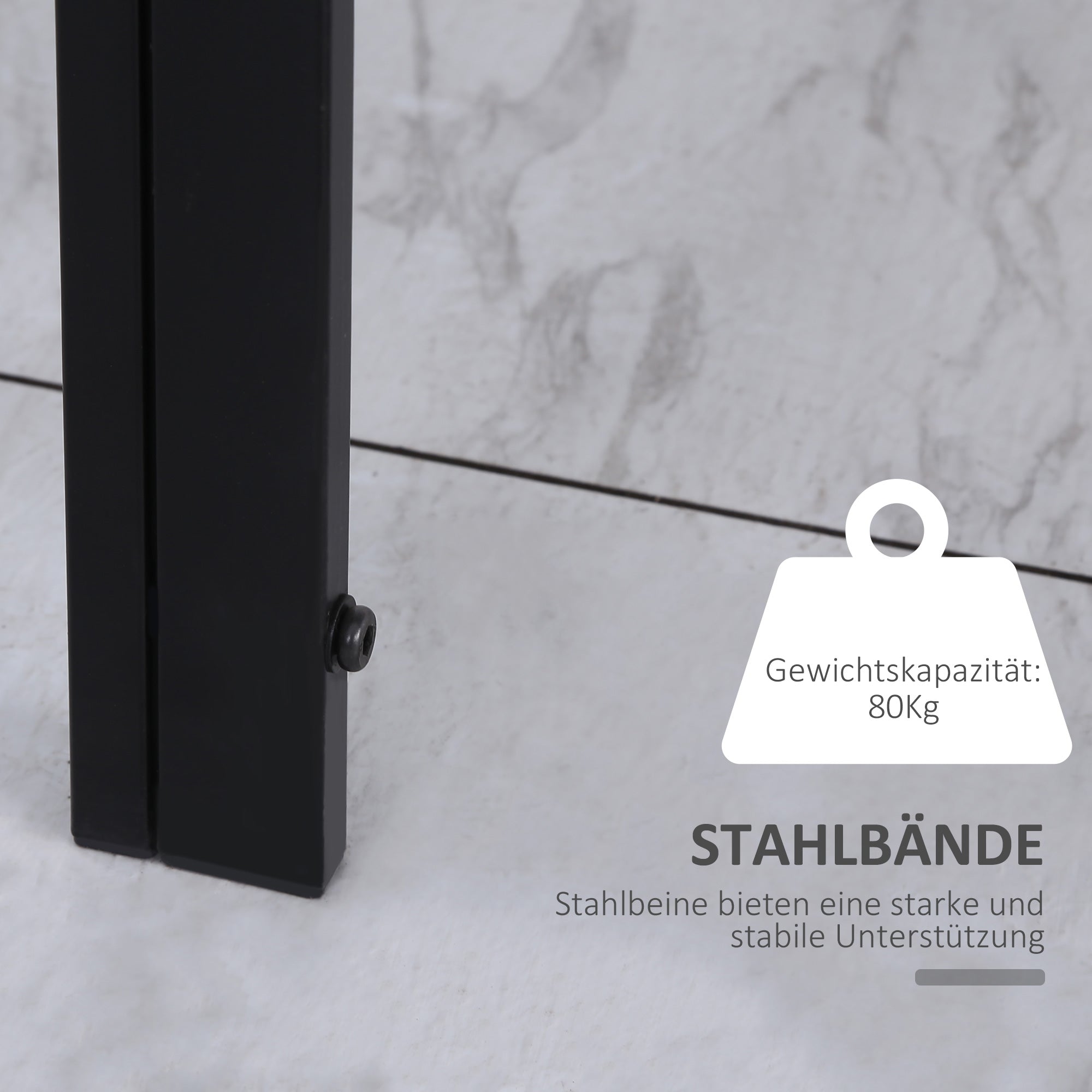 HOMCOM Esstisch Küchentisch großer Tisch, modernes Design, 120 cm x 60 cm x 75 cm, Schwarz