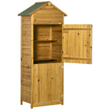 Outsunny Geräteschrank, Gartenschuppen, 2 Regale, 2 Türen, wetterfest, Naturholz, 79 x 49 x 190cm, 79cm x 49cm x 191,5cm