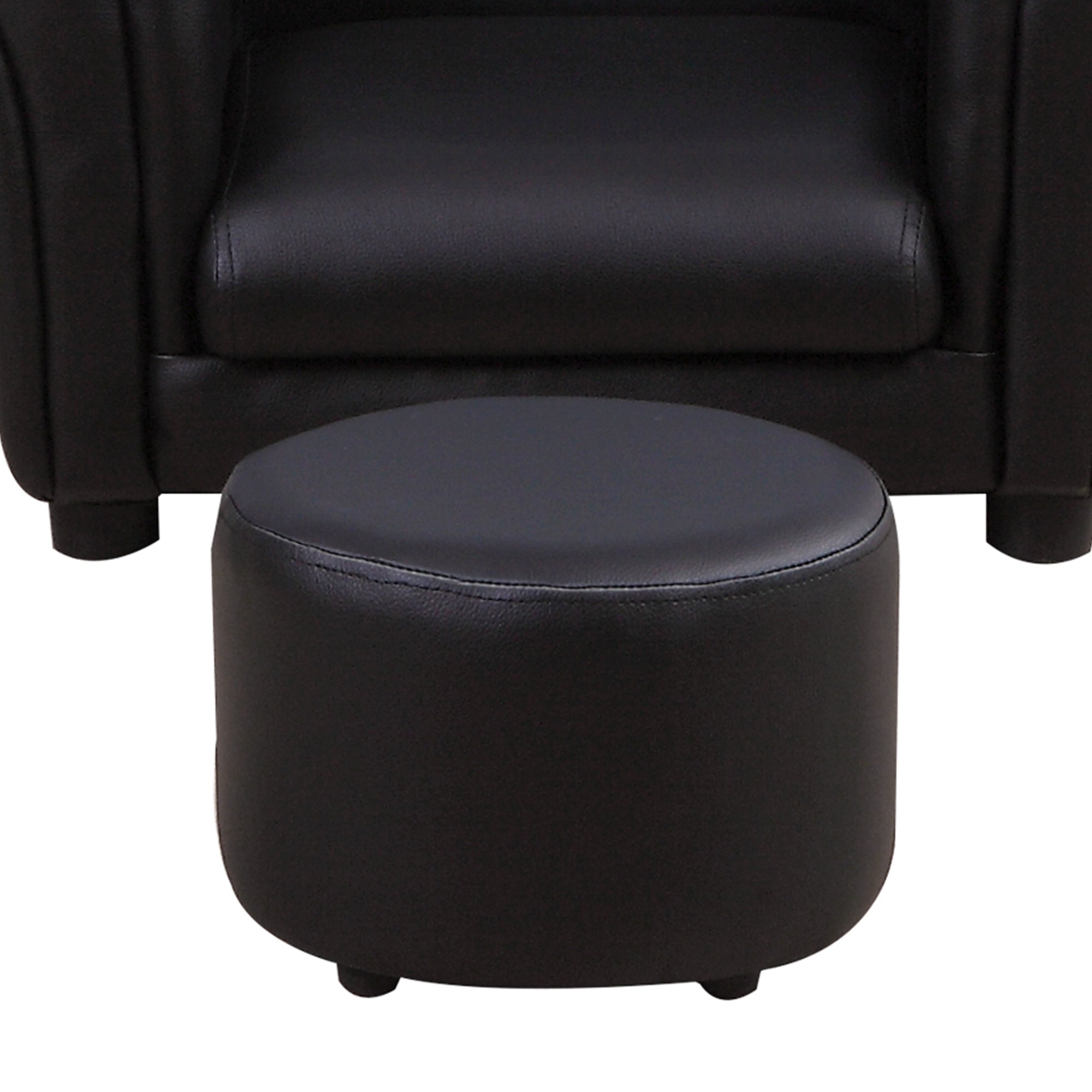 HOMCOM Kindersessel mit Fußhocker Kindercouch Kindersofa Minisofa für 1,5-3 Jahre Kinder Kindermöbel Holz Schwarz 54 x 42 x 41 cm