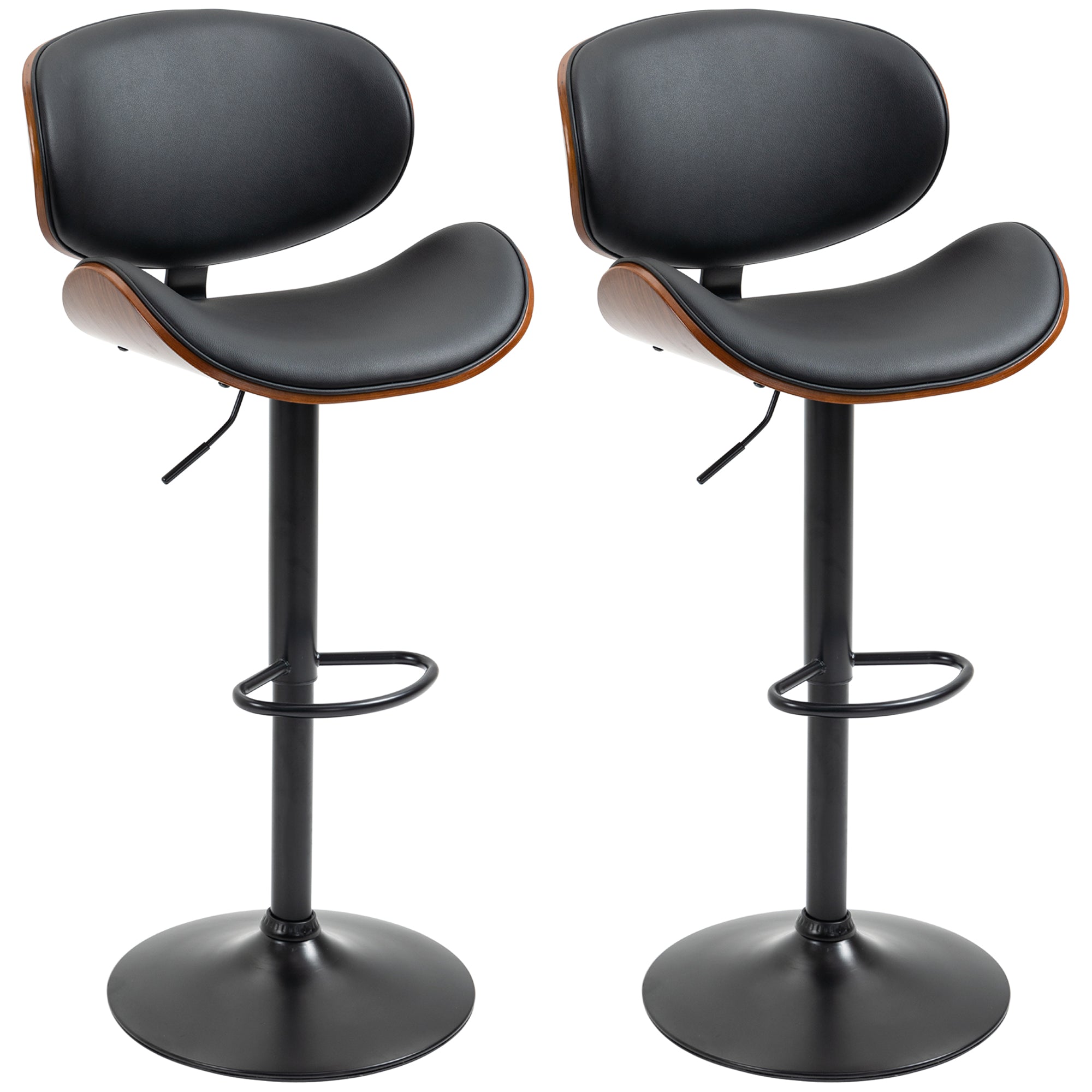 HOMCOM Barhocker-Set, höhenverstellbar, drehbar, Kunstleder, Stahlrahmen, schwarz, 53 x 50,5 x 112,5 cm