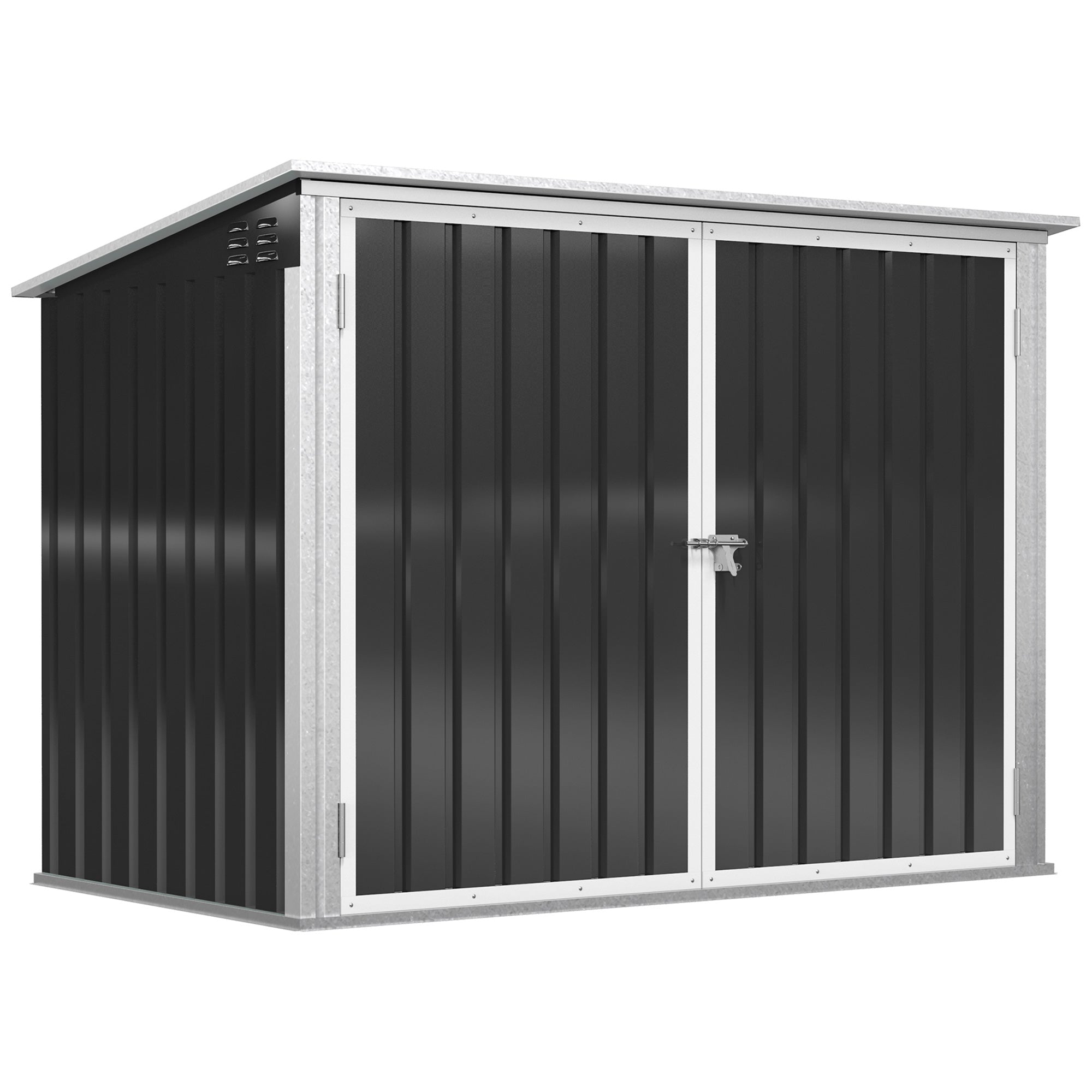 Outsunny Mülltonnenbox Müllbox Storer abschließbar Gerätebox für 2 Mülltonnen Stahl 178,5 x 104,5 x 128,5/113 cm Schwarz