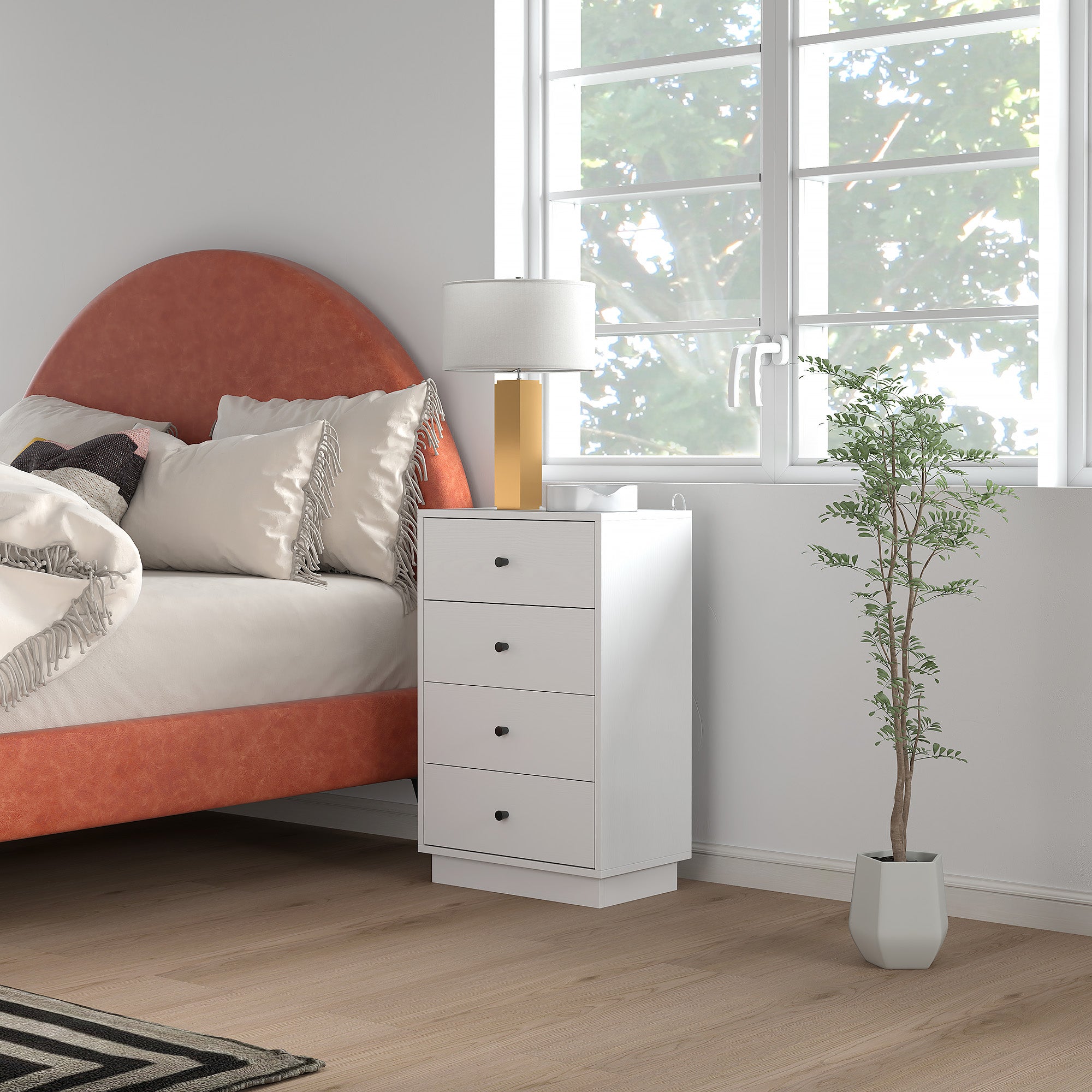 HOMCOM Kommode Sideboard mit 7 Schubladen Schrank aus Holzwerkstoff im Modern Stil 47 x 29 x 75 cm Weiß