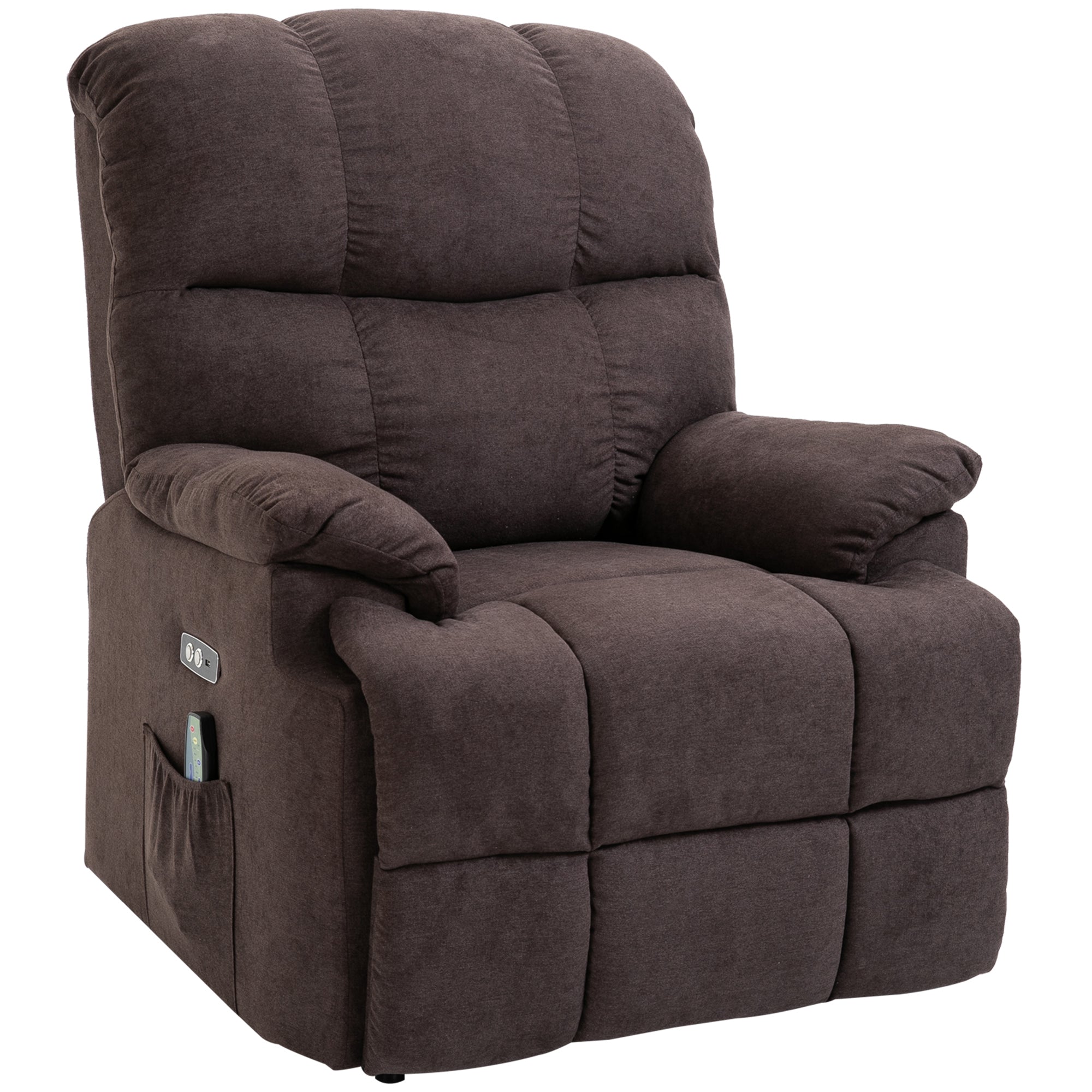 HOMCOM Massagesessel mit Aufstehhilfe, Relaxsessel mit Aufstehhilfe, inkl. Fernbedienung, USB-Schnittstelle, Braun