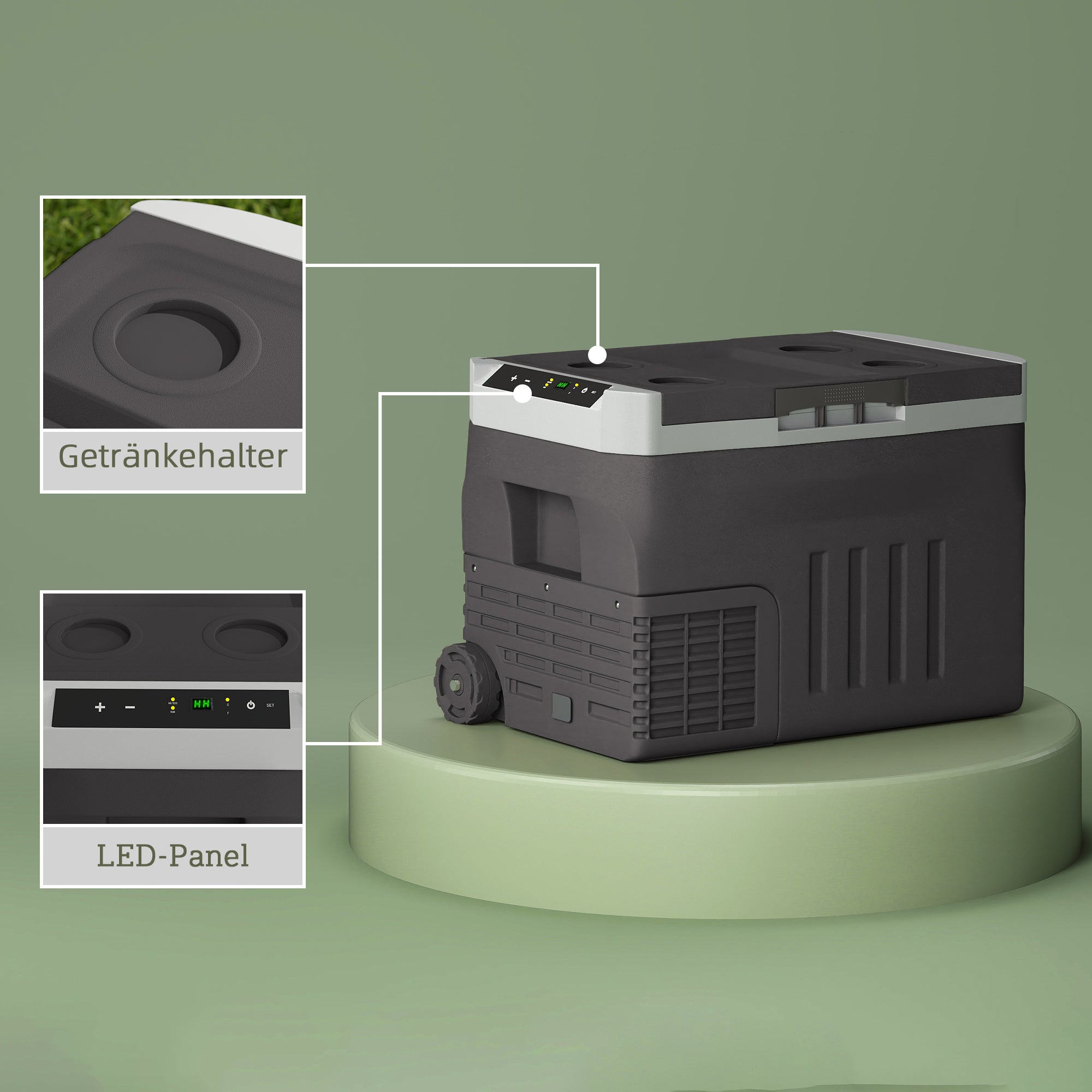 Outsunny 30 Liter Kompressor Kühlbox elektrische Kühlbox mit LED ECO Modus Anschluss Kühlhaltefunktion Schwarz
