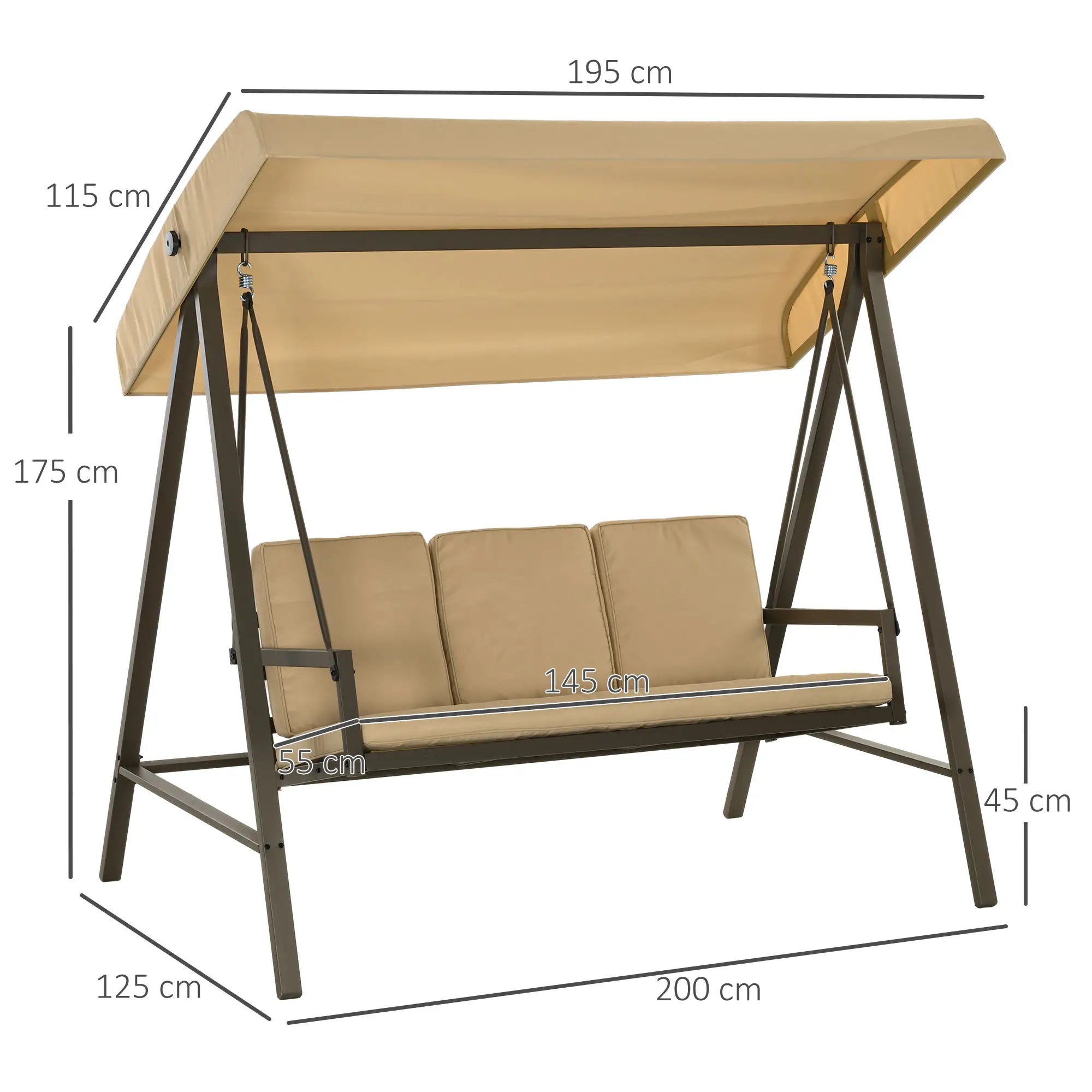 Outsunny 3-Sitzer Hollywoodschaukel Beige