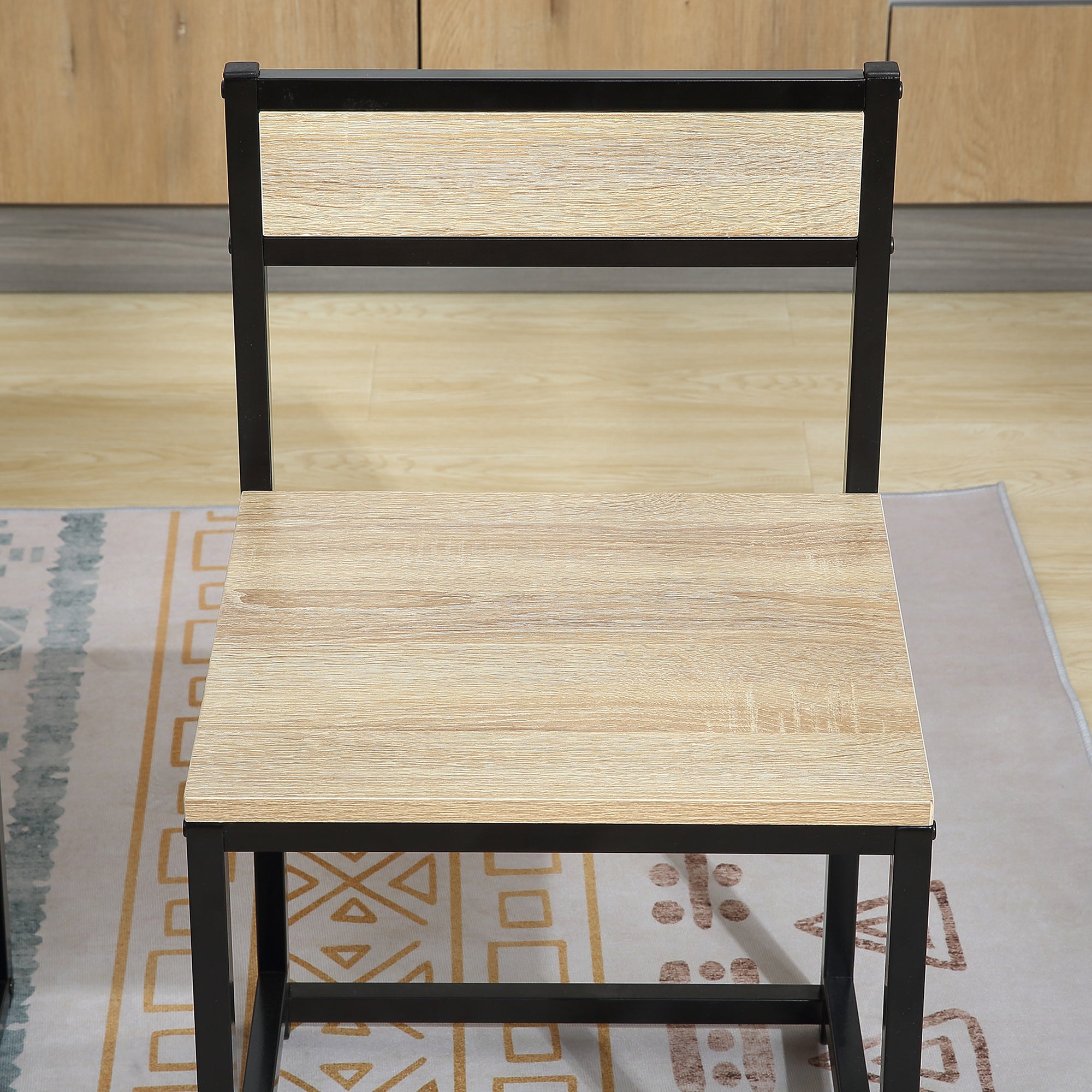 HOMCOM Esstisch-Set mit 2 Stühlen, Kompaktes Set aus Tisch und Stühlen für Esszimmer, Wohnzimmer, Küche, mit Metallrahmen