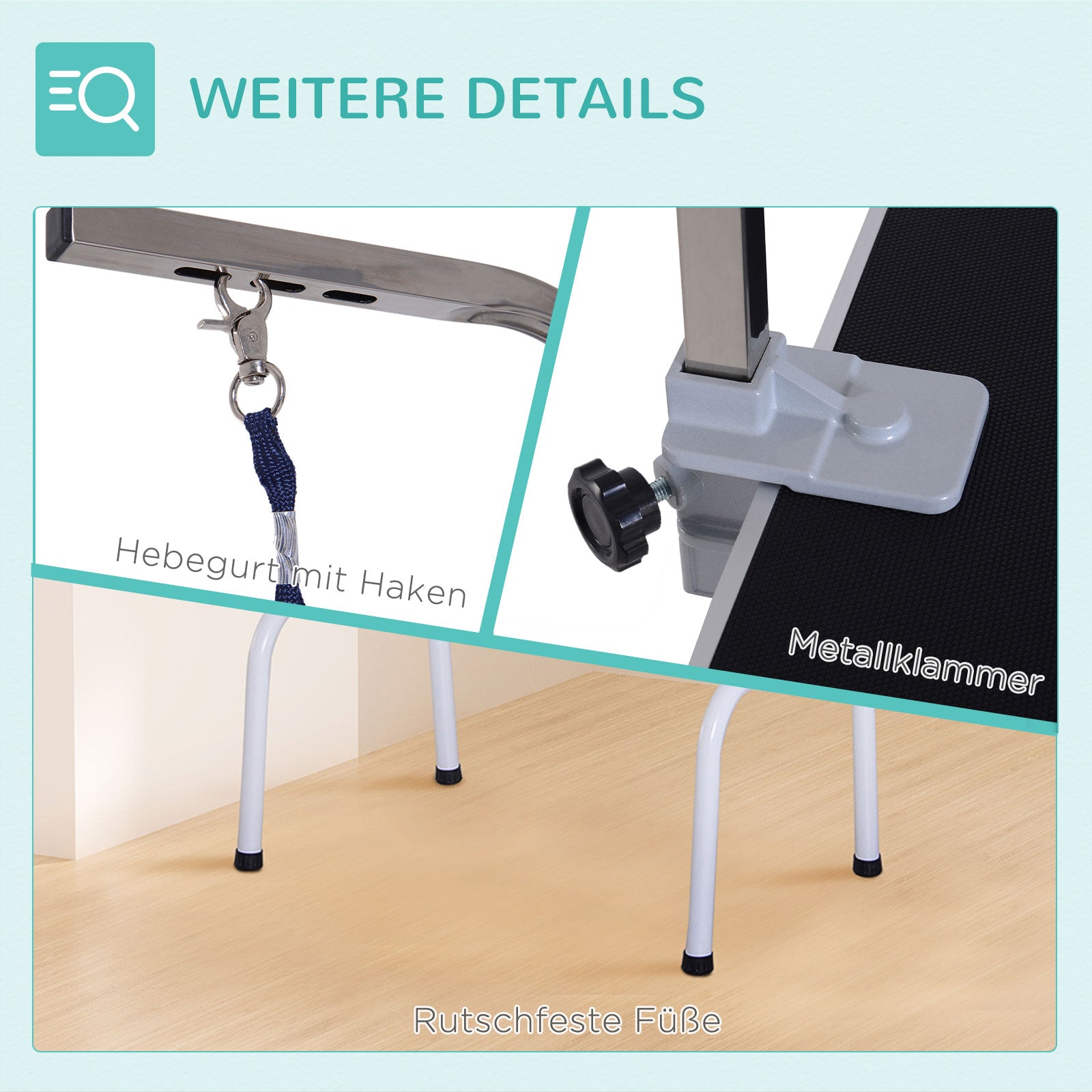 PawHut Trimmtisch klappbar Tierpflegetisch Schertisch Pflegetisch für Hunde Katzen Metall Schwarz 81 x 48,5 x 80 cm