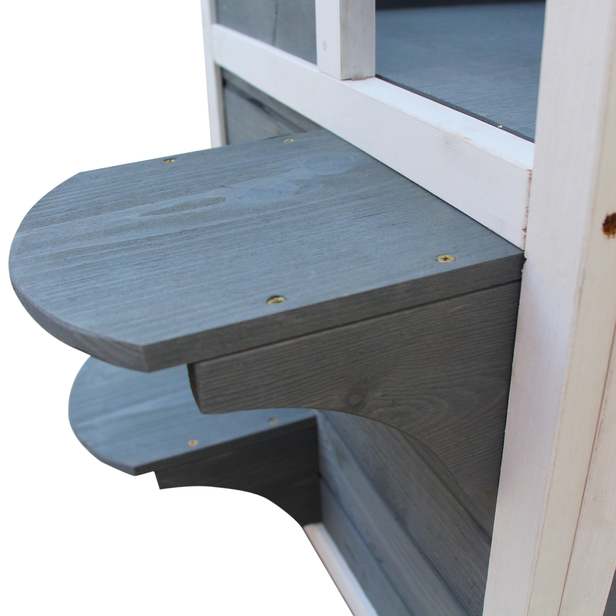 PawHut Katzenhaus aus Holz 2 Etagen Winterfest wasserdicht Katzenhütte mit Asphaltdach Treppen Fenster Katzenhöhle Outdoor Schutzhütte für Draußen Garten Balkon 51 x 51 x 81,3 cm Grau