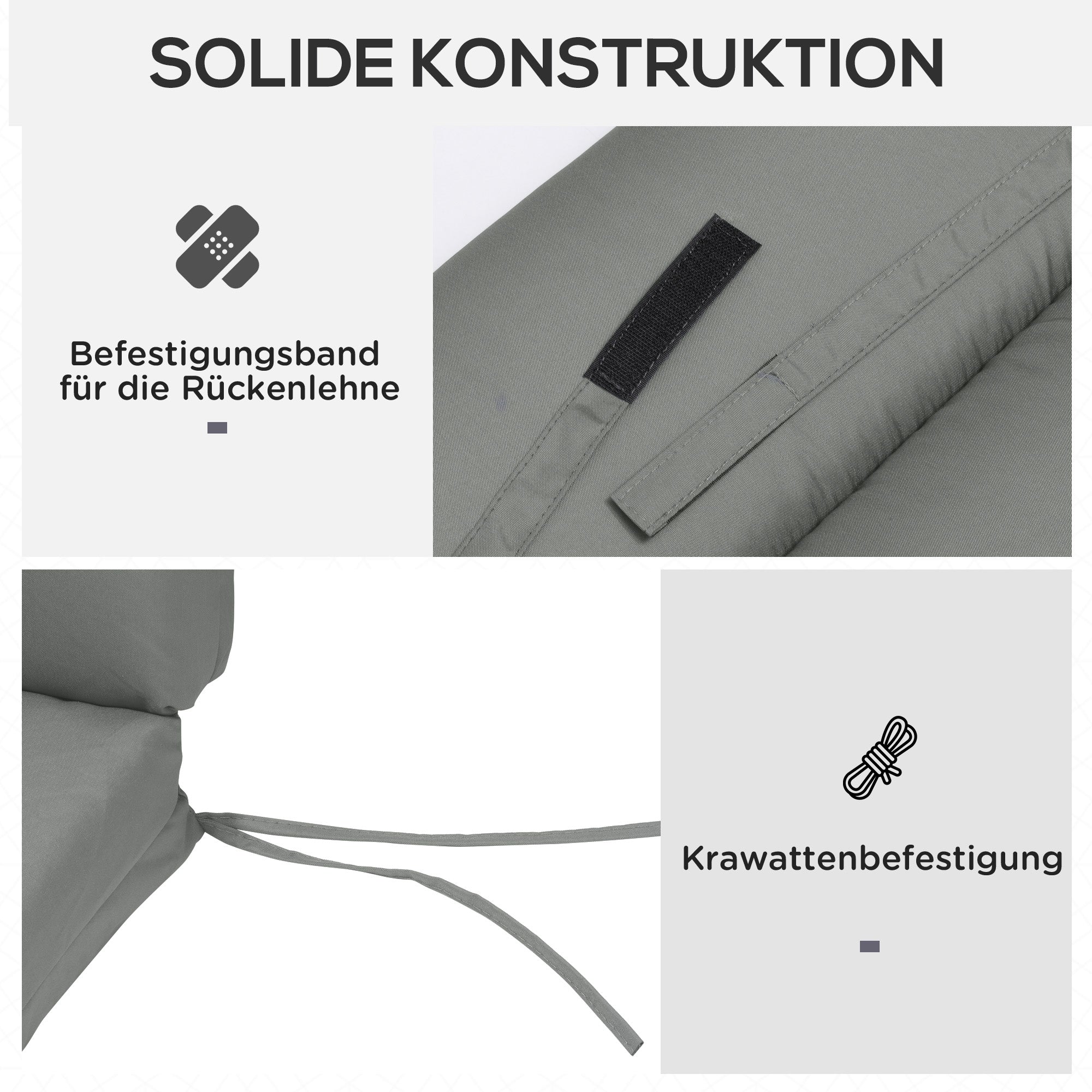 Outsunny Liegenauflage Liegenpolster Sonnenliege Auflage Gartenliege Polsterauflage Bezug Polyester Dunkelgrau 196 x 55 x 8 cm
