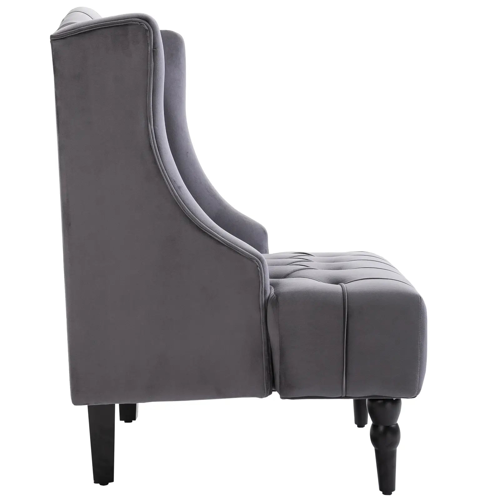 HOMCOM Einzelsessel Ohrensessel Relaxsessel mit Tufting erhöhte Beine Samtstoff Grau 67 x 70,5 x 97 cm