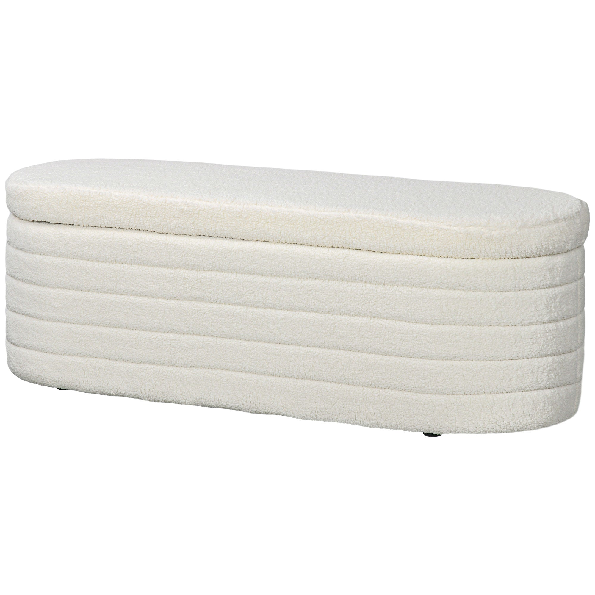 HOMCOM Bettbank, Stauraum, Teddy-Fleece, 116x41x40,5cm, Cremeweiß