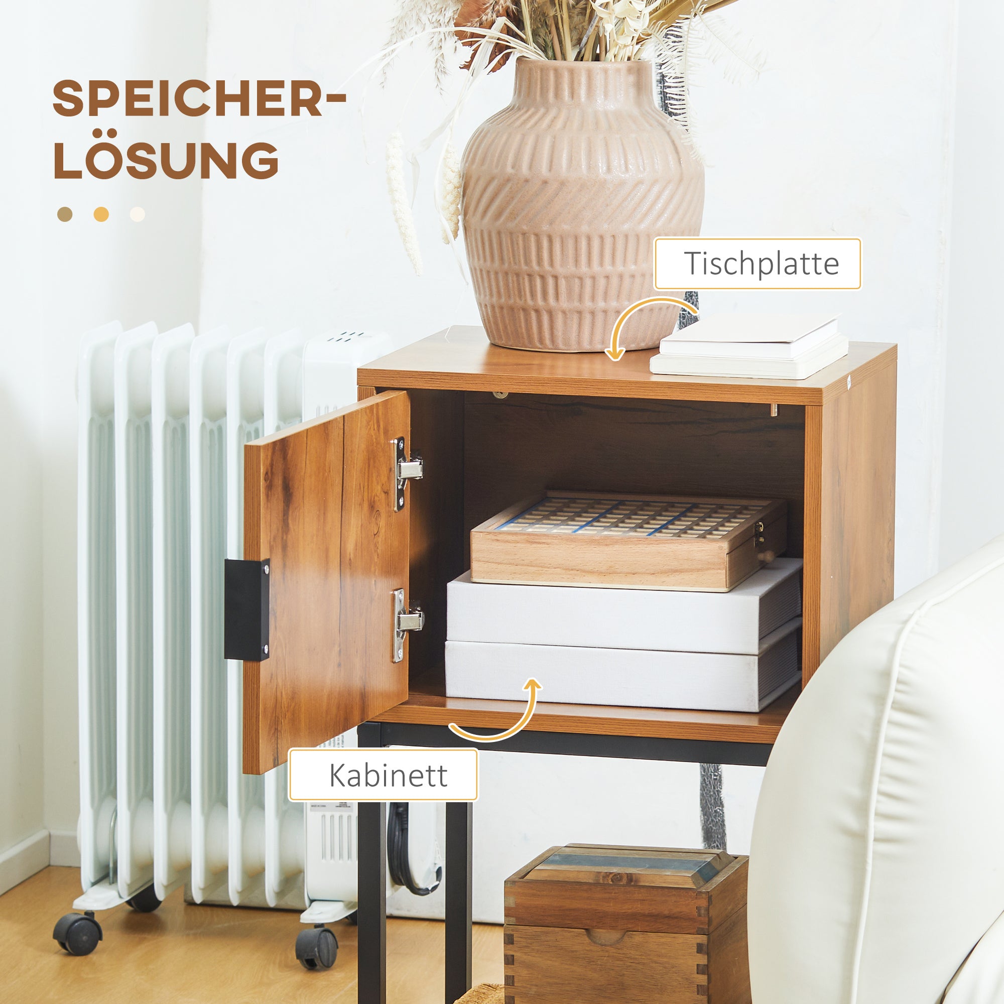 HOMCOM Konsolentisch im Industiriedesign, Beistelltisch, Sideboard, 1 Schrank, Braun + Schwarz