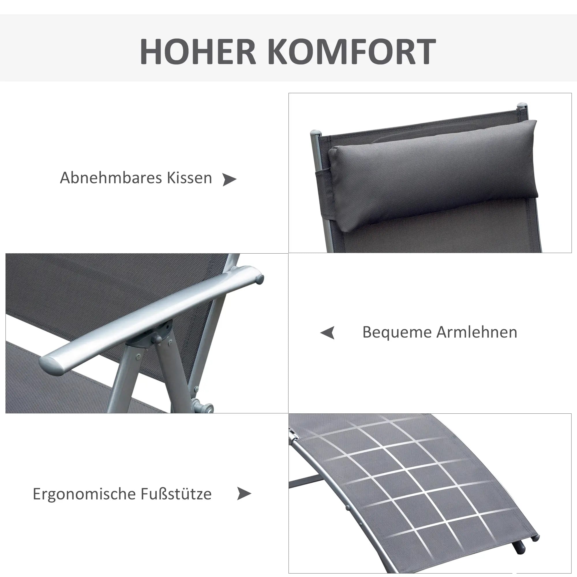 Outsunny Sonnenliege klappbar verstellbar mit Kissen Outdoor