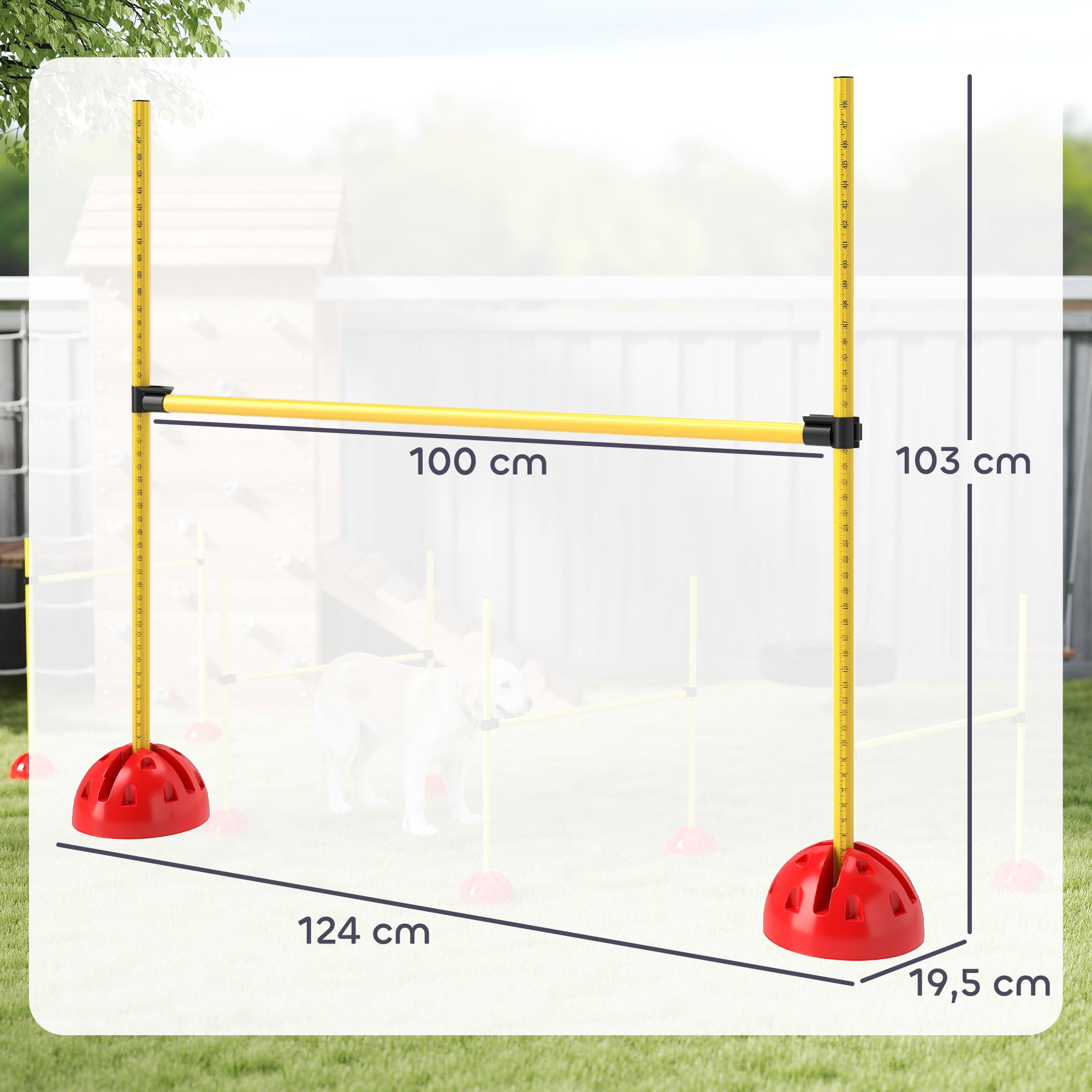 PawHut 4-teiliges Hunde-Agility-Set mit 4 Hürden und Tragetasche für das Sprungtraining, Gelb