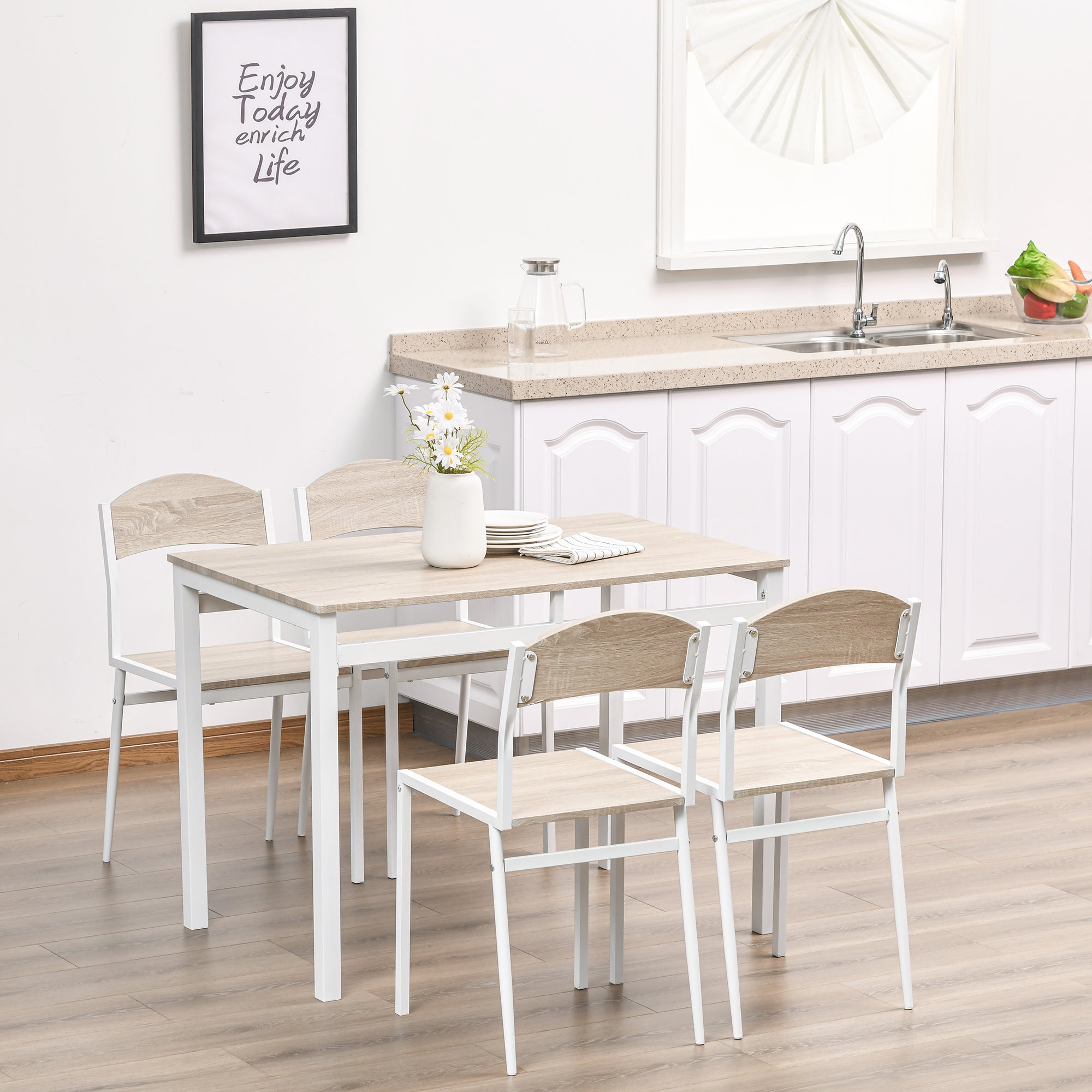 Ensemble de salle à manger 5 pièces HOMCOM – ensemble de table à manger avec veinage de bois