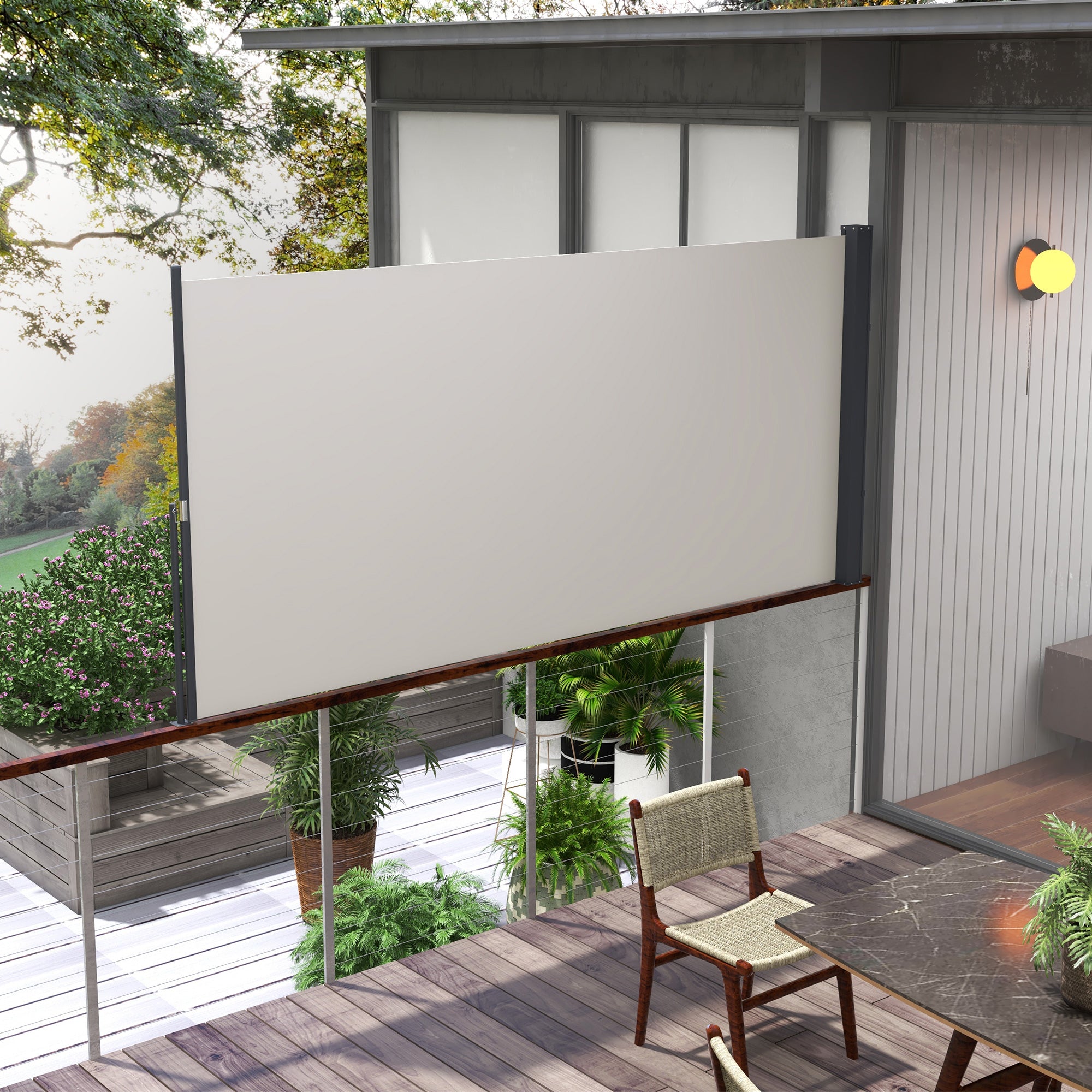 Outsunny Seitenmarkise 300×140 cm Hellgrau