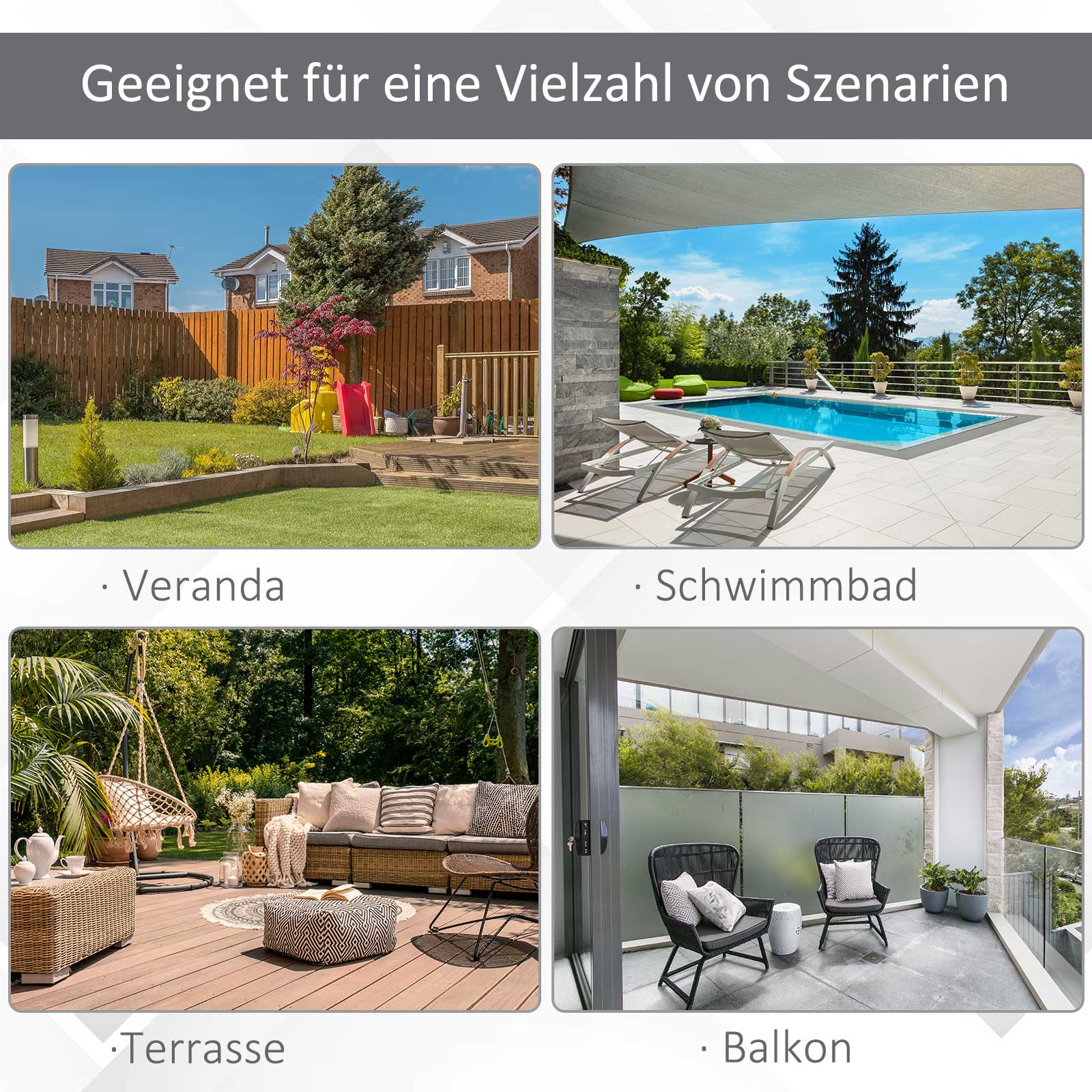 Outsunny Doppelsonnenschirm Ampelschirm Doppelschirm mit Kurbel Verstellbarer Gartenschirm Sonnenschutz Metall Cremeweiß 440 x 270 x 250 cm