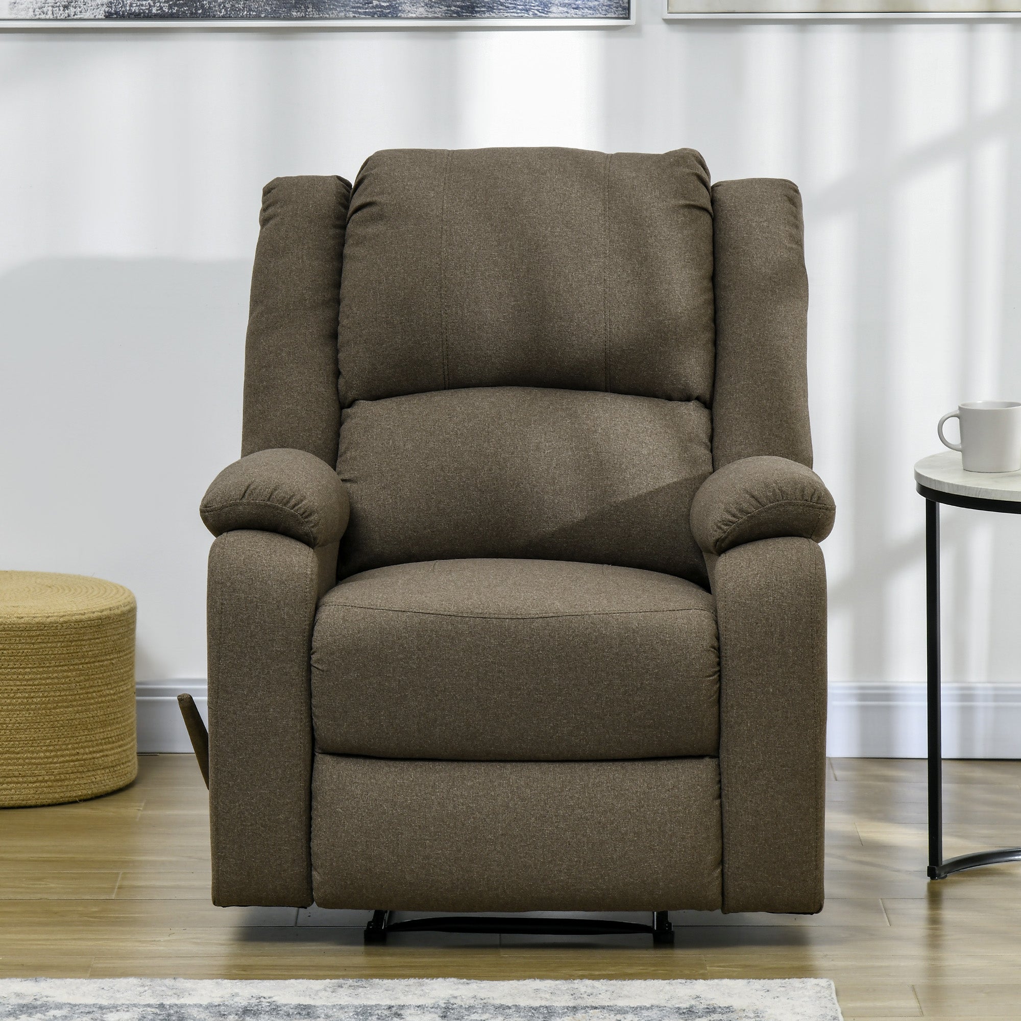 HOMCOM Relaxsessel, Liegefunktion und Fußstütze, verstellbar, bis 150 kg, Stahlrahmen, 90 x 96 x 98 cm, Braun