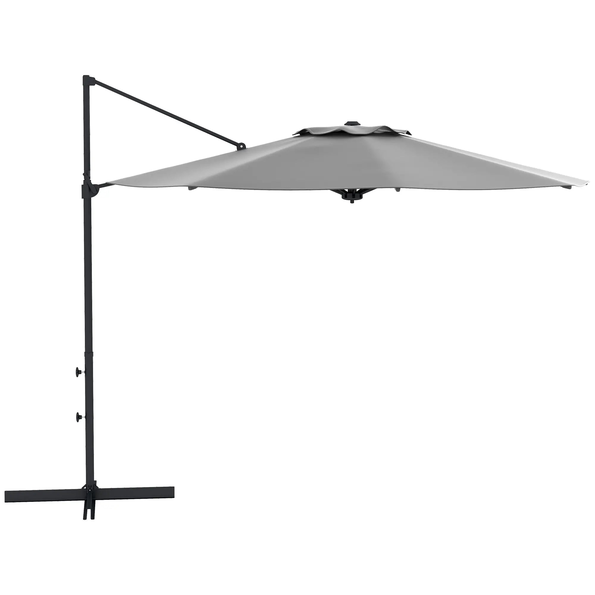 Outsunny Ø3 m Ampelschirm, neigbar, drehbar, Handkurbel, Windhaube, Metallmast, Dunkelgrau