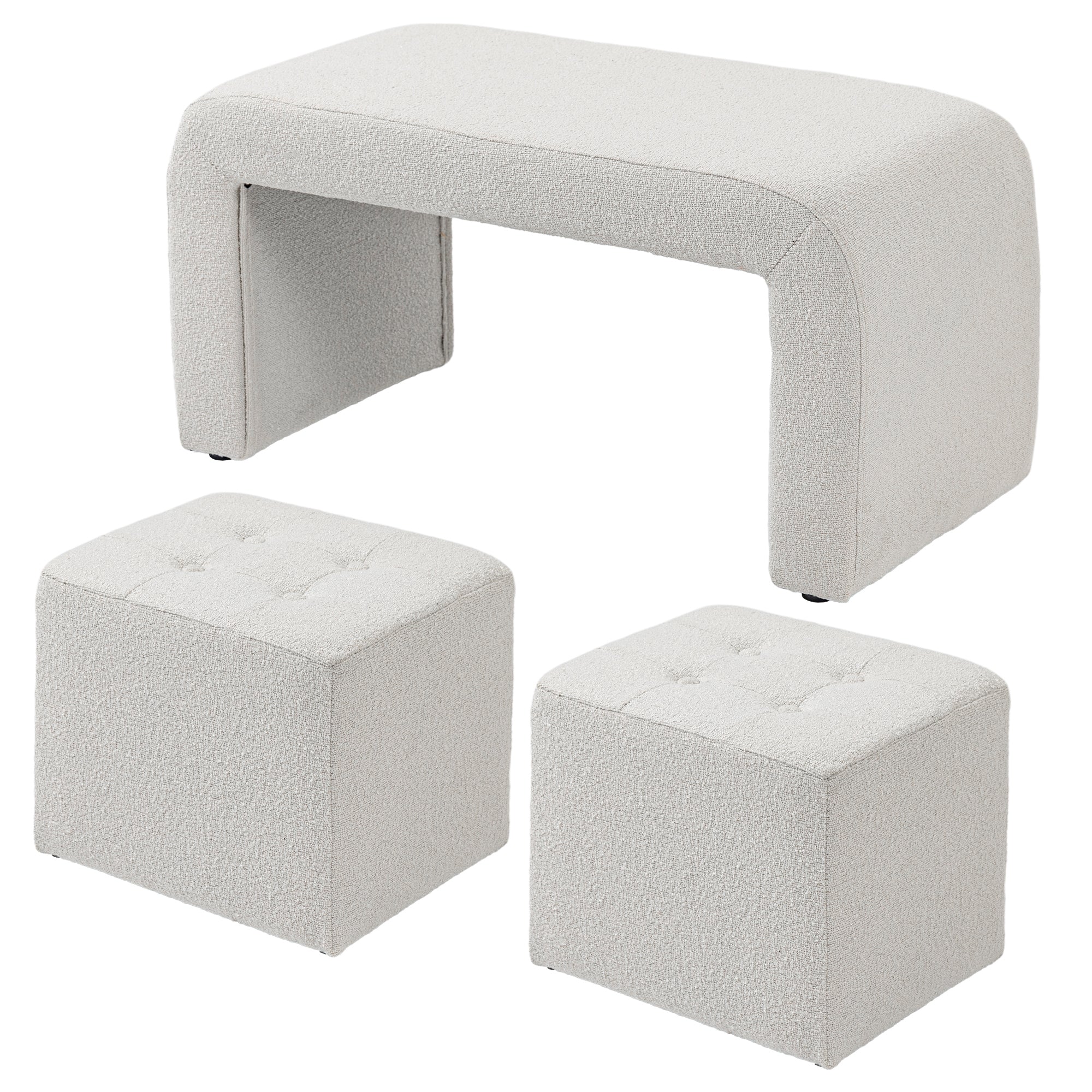 Ensemble de 3 repose-pieds HOMCOM, siège ottoman avec 3 tabourets
