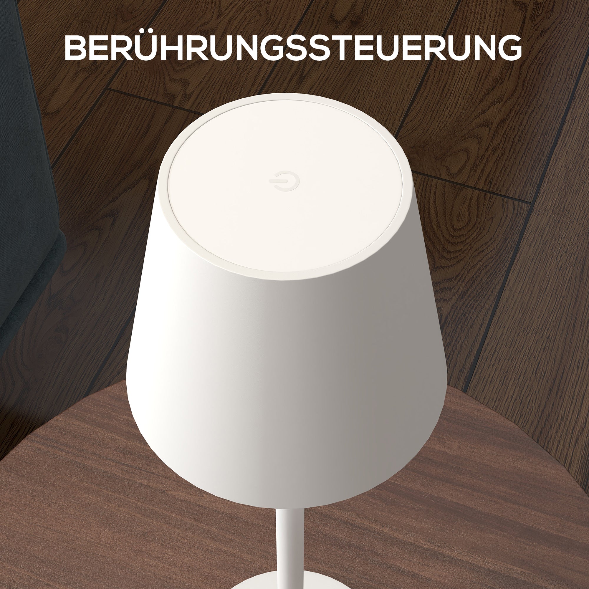 HOMCOM Aufladbare USB-Tischleuchte mit 3 Lichtfarben, Tragbare USB-Nachttischlampe mit Touch-Schalter, Metall, Weiß