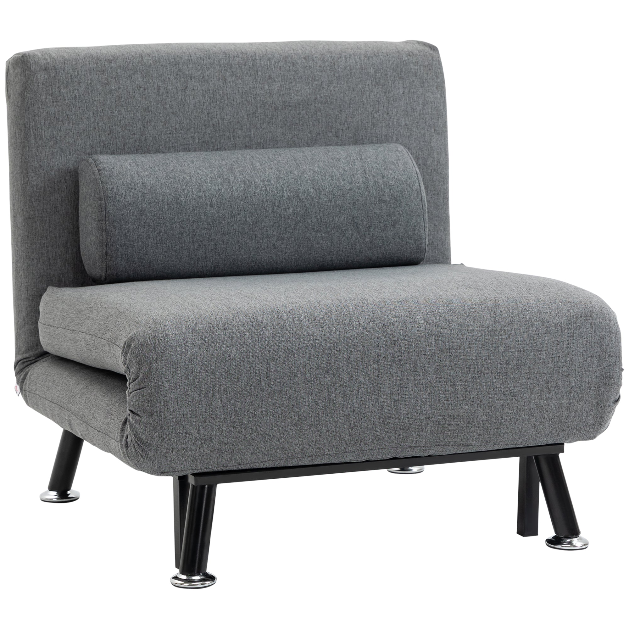 HOMCOM Klappsessel mit Bettfunktion, klappbarer Relaxsessel in Leinenoptik, Verstellbare Rückenlehne, 75 x 70 x 75 cm, Dunkelgrau