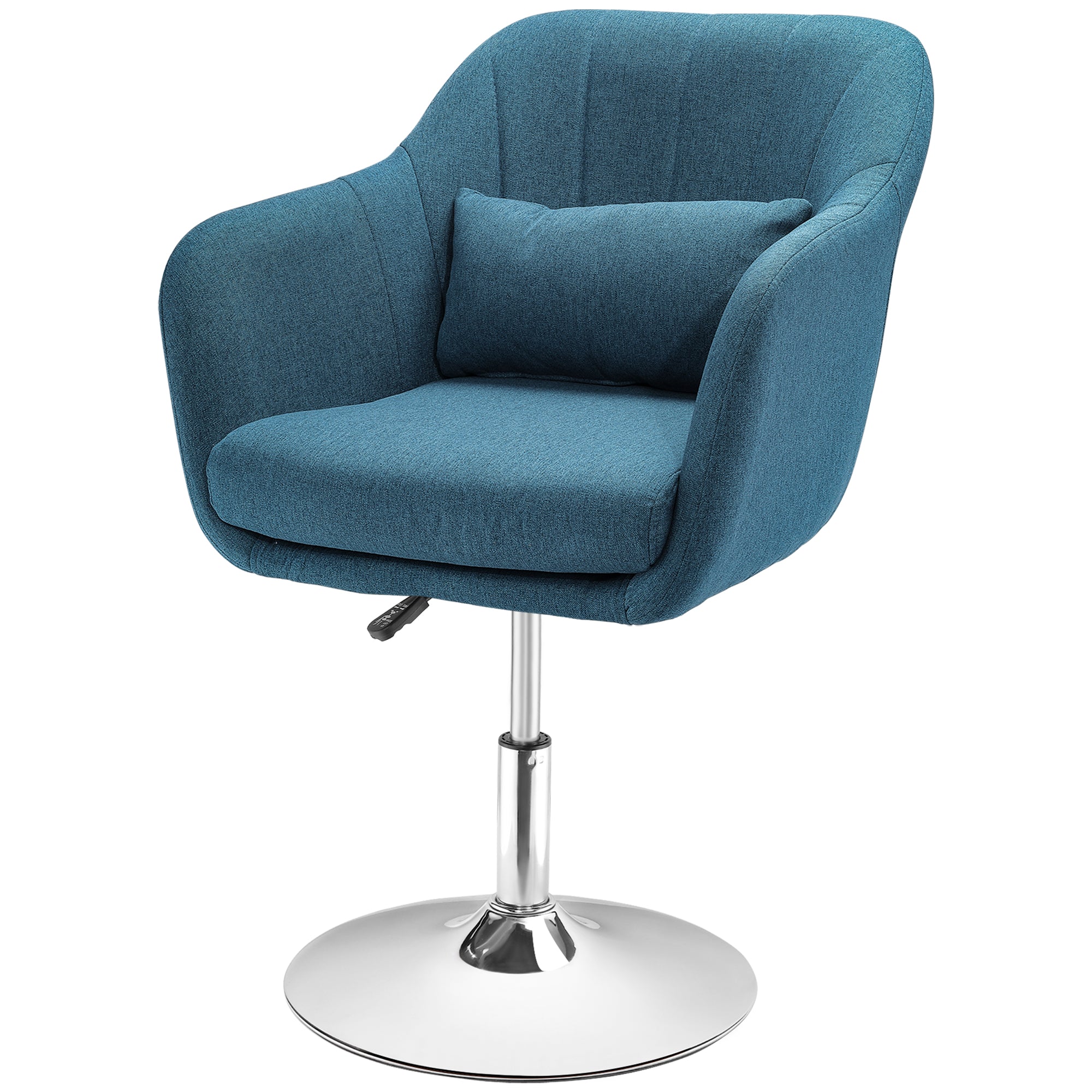 HOMCOM Drehstuhl, leinenartiges Polyester, Metall, 60 x 60 x 79-91 cm, Blau