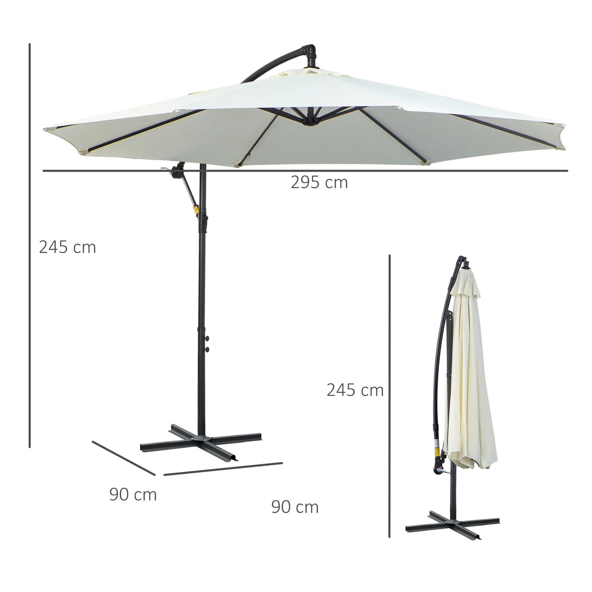 Outsunny Sonnenschirm mit Kurbel Wetterbeständig 3 m x 3 m x 2,5 m Stahl Polyester