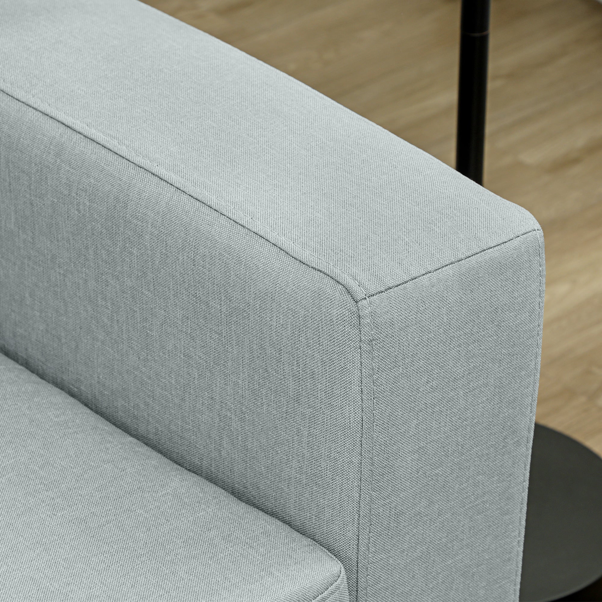 HOMCOM 2-Sitzer-Sofa, Couch mit Vollholzrahmen, Metallbeine, schlichtes Design, Hellgrau
