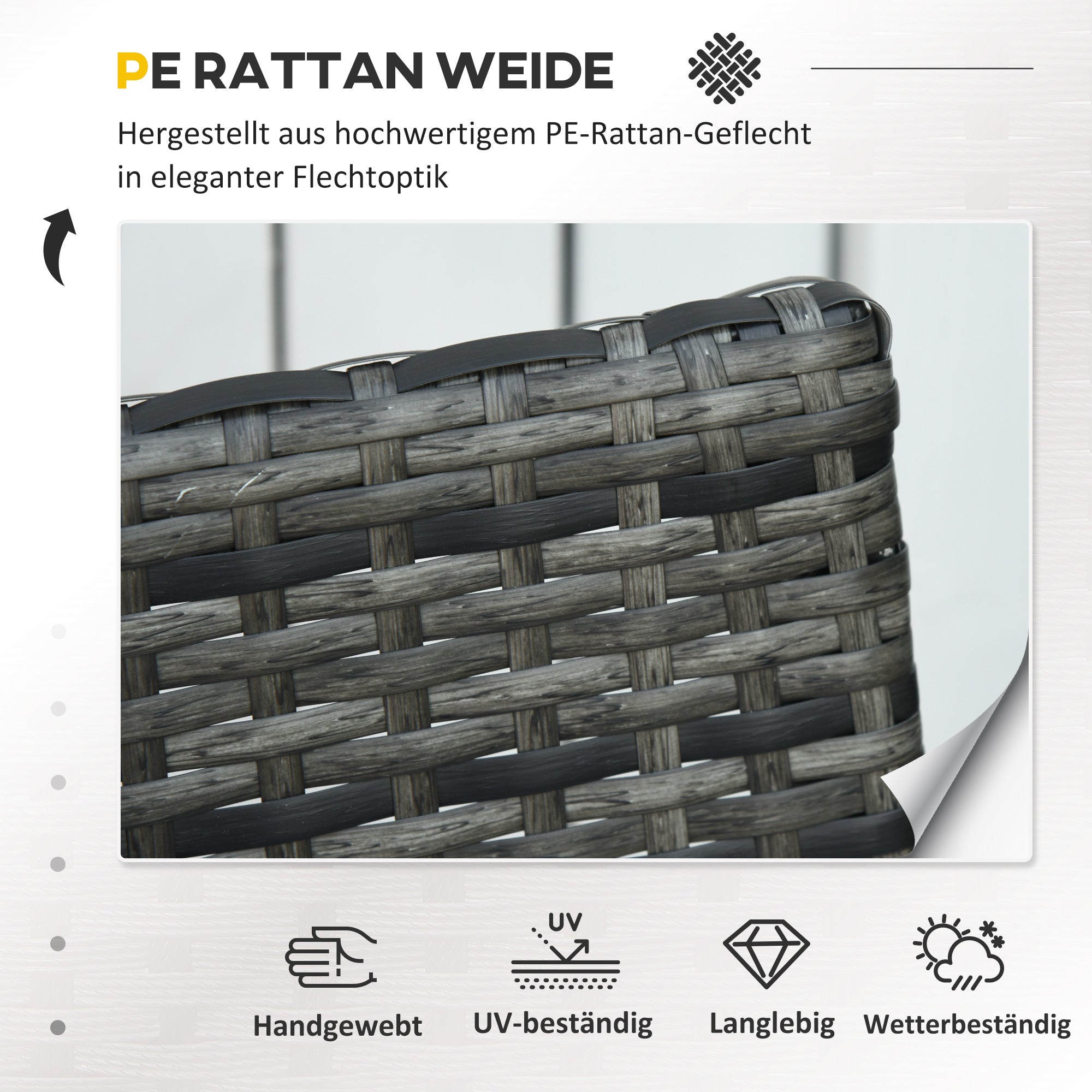 Outsunny Rattan Gartenmöbel Set für 2 Personen Polyrattan Gartenmöbel Set  Balkonmöbel Set mit Kissen Garten Grau