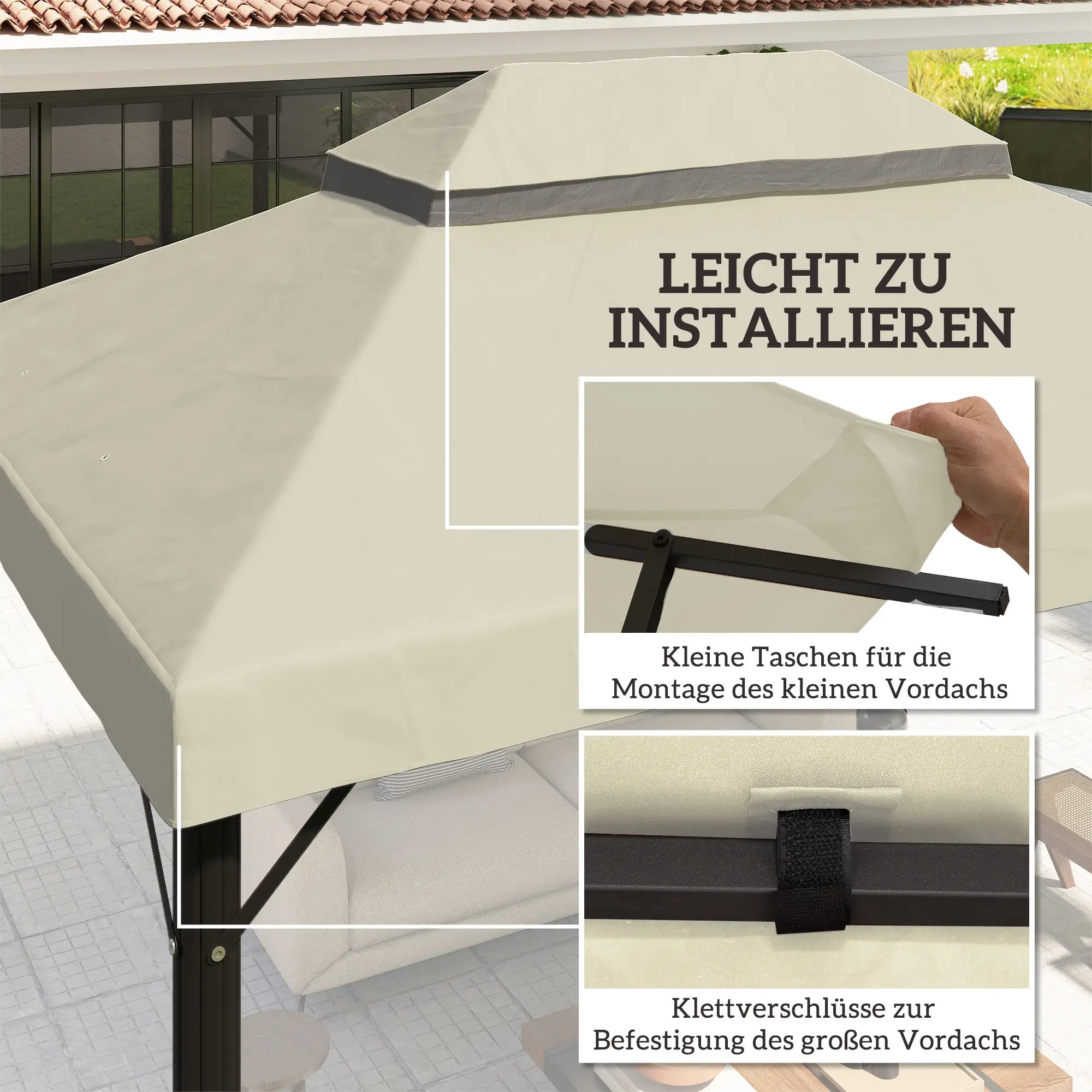Ersatzdach 3x4 m für Pavillon, wasserdicht, UPF30+