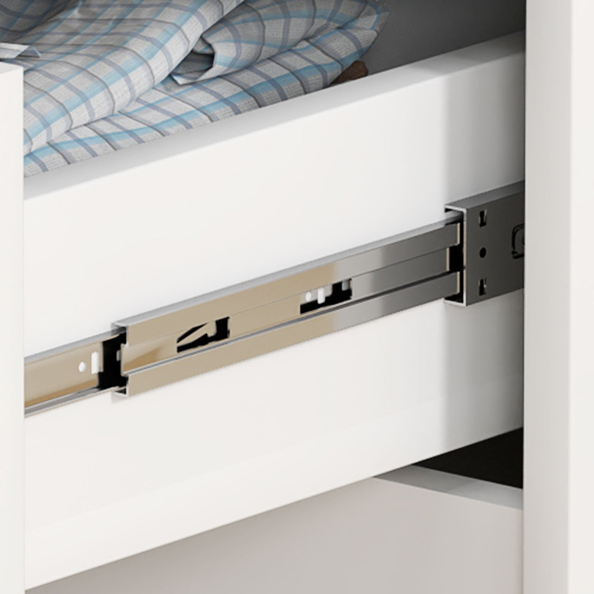 HOMCOM Moderne Kommode, Kleiderschrank, 4 Schubladen, Holz, Kippschutz, Fußpolster, Weiß