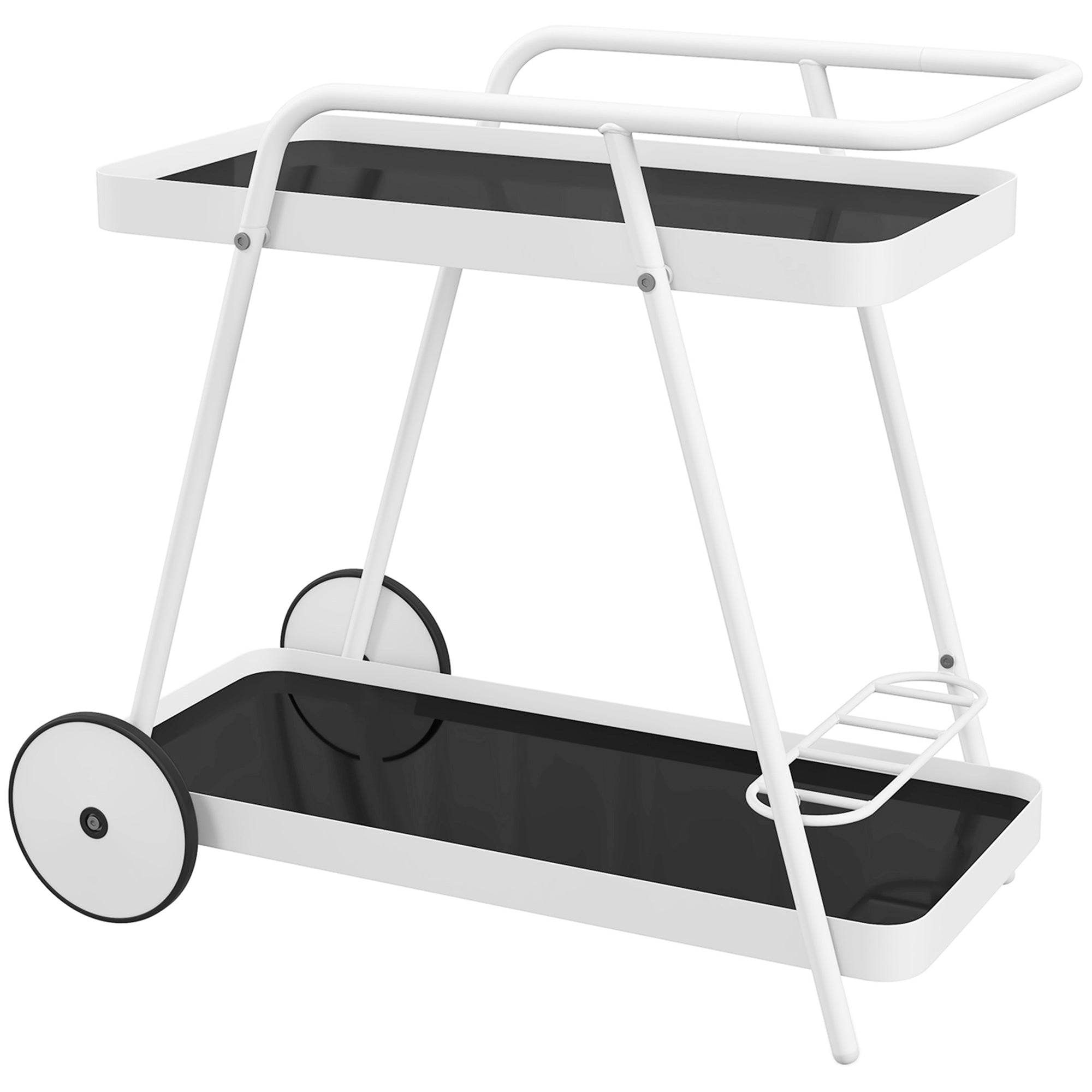 Outsunny Outdoor Servierwagen 2-stöckig mit Weinregal mit Rollen