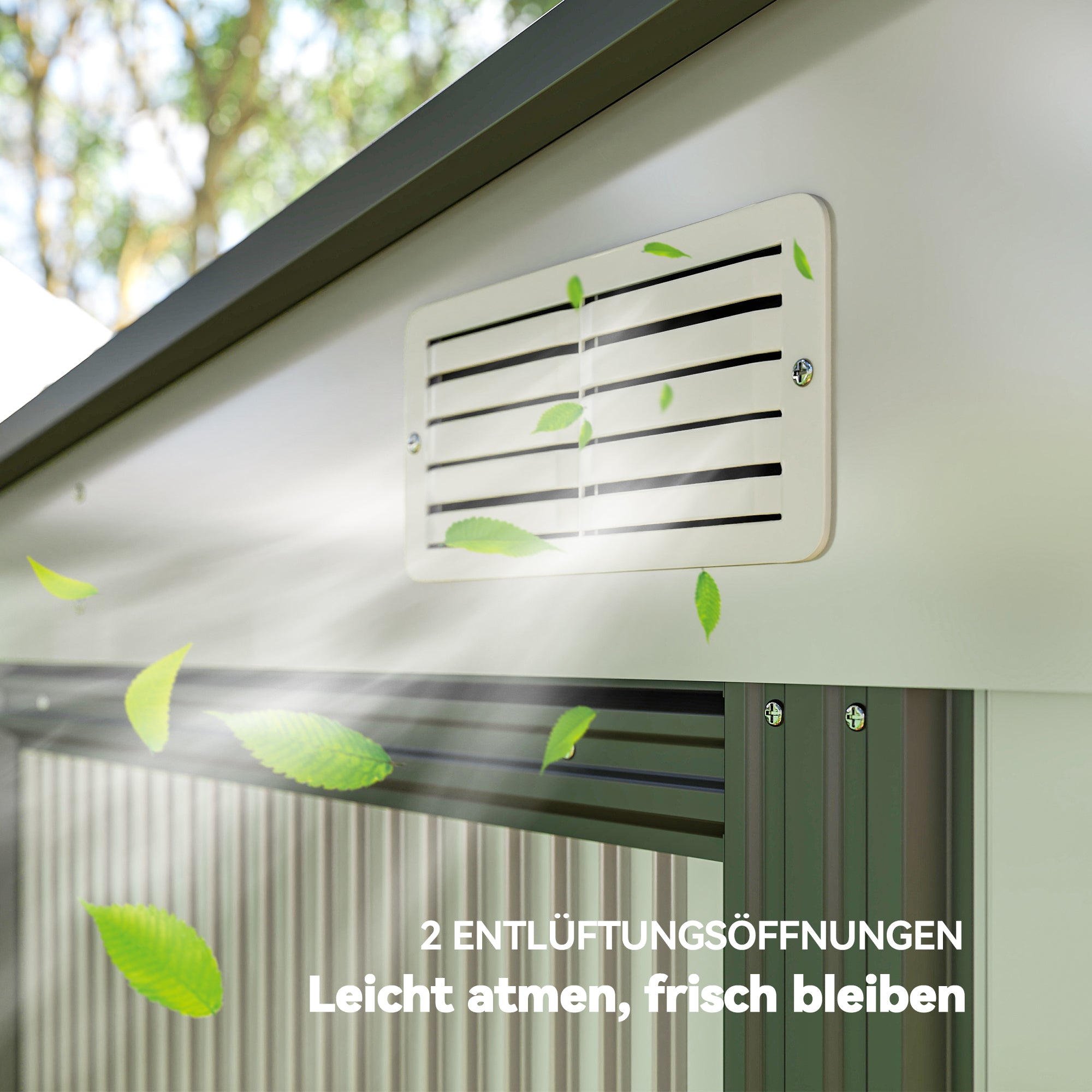 Outsunny Metall Gerätehaus 2,81m² 154x206,5x181 cm Geräteschuppen mit Pultdach Fundament