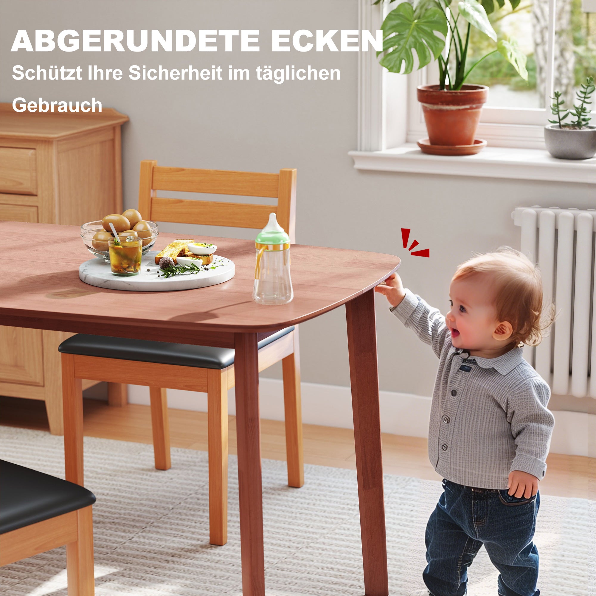 HOMCOM Esstisch, Landhausstil, lackierte Oberfläche, Holz, 150 x 80 cm, Braun