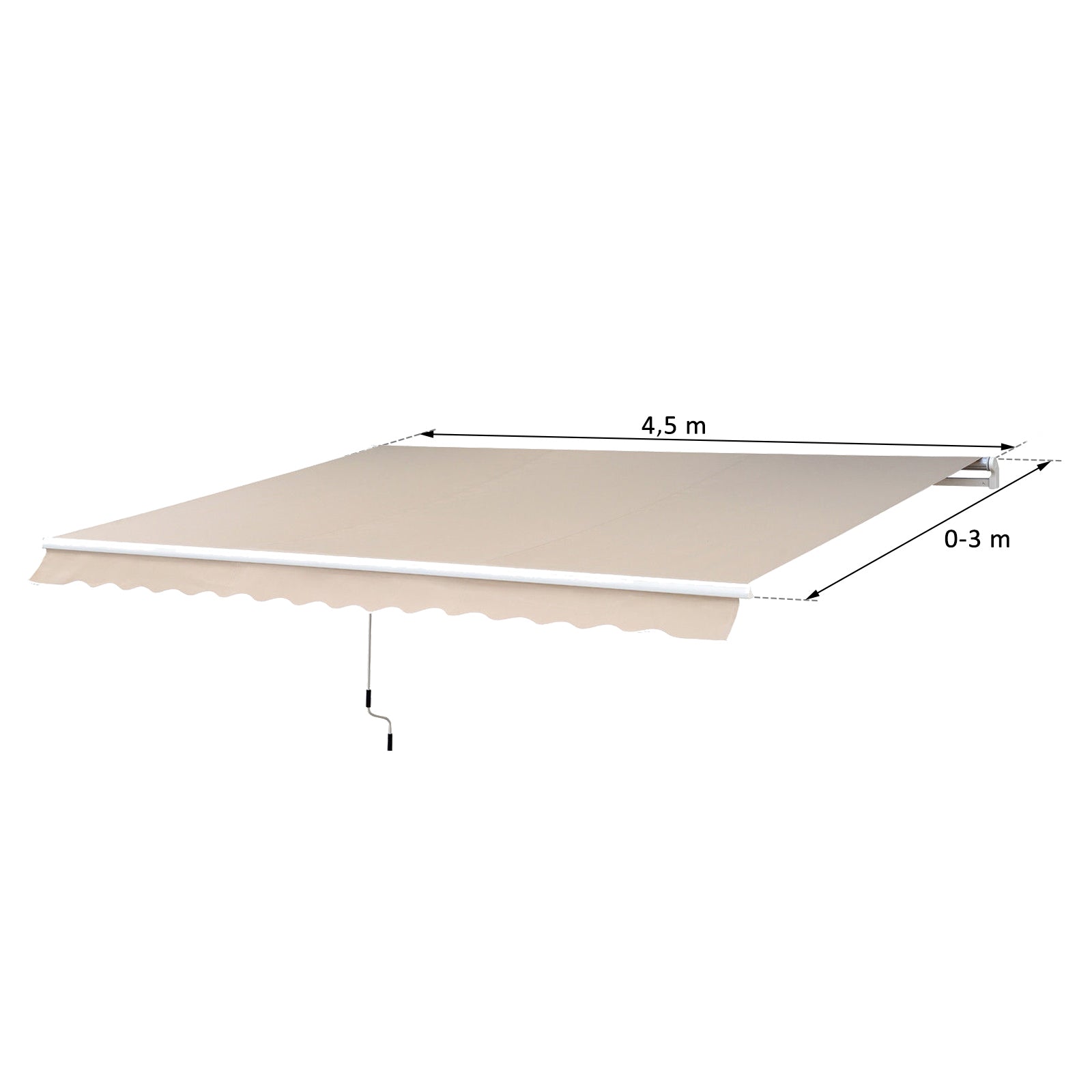 Outsunny Gelenkarmmarkise Verstellbare Klemmmarkise Terrassenmarkise 4,5 x 3m Sonnenschutz mit Kurbel, Balkonmarkise, Beige