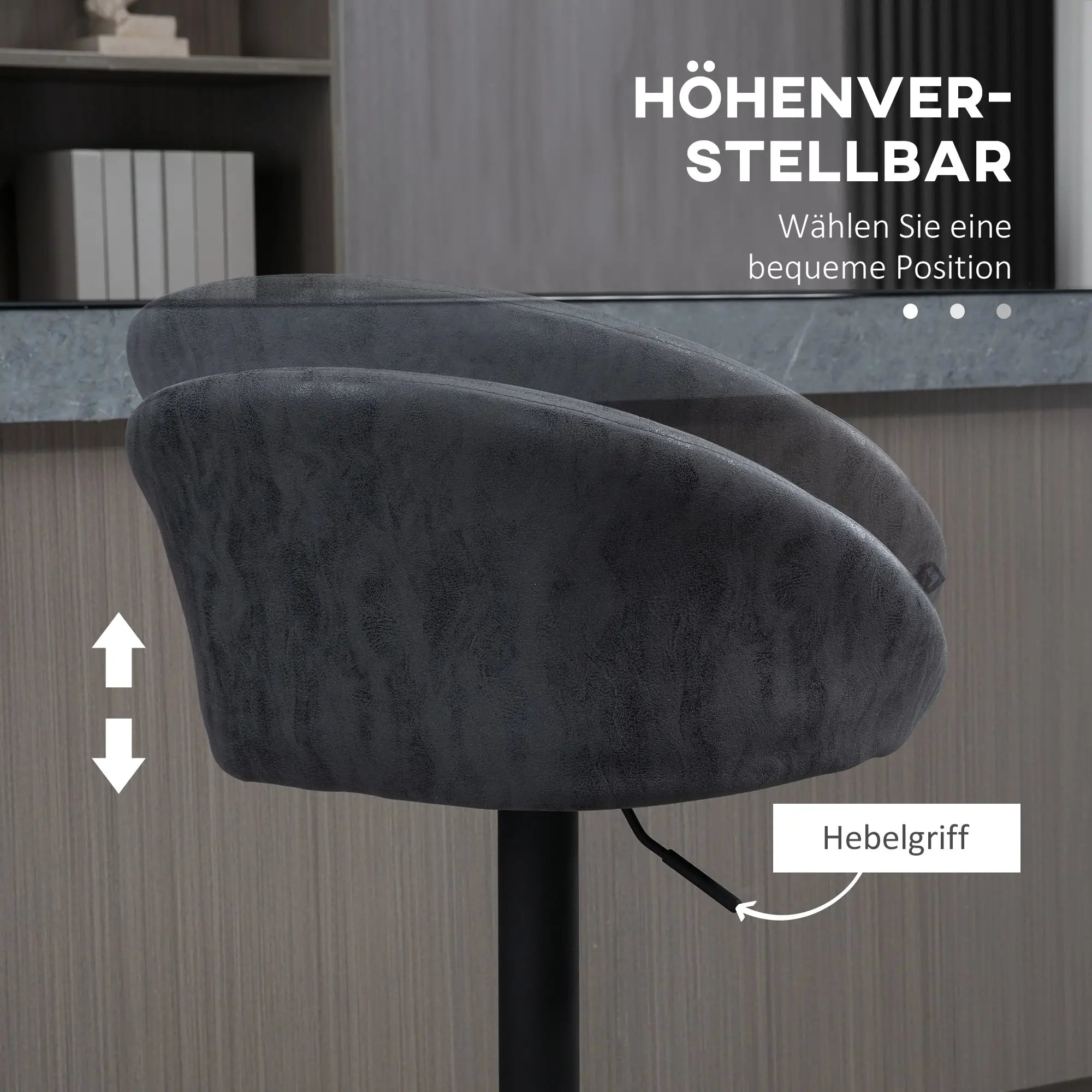 HOMCOM 2er-Set Barhocker, höhenverstellbar, 360-Grad-Schwenk-Design, 57 cm x 50 cm x 84-104cm, Grau