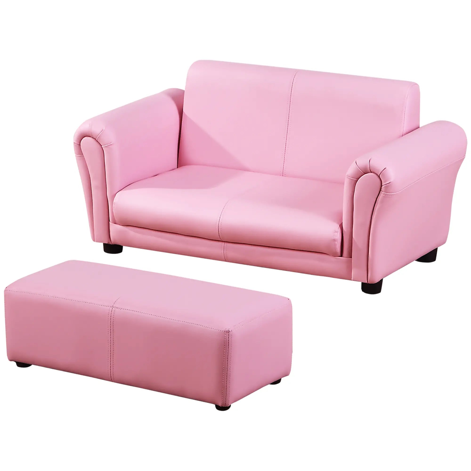 HOMCOM Kindersessel mit Hocker 2-teiliges Set Rosa