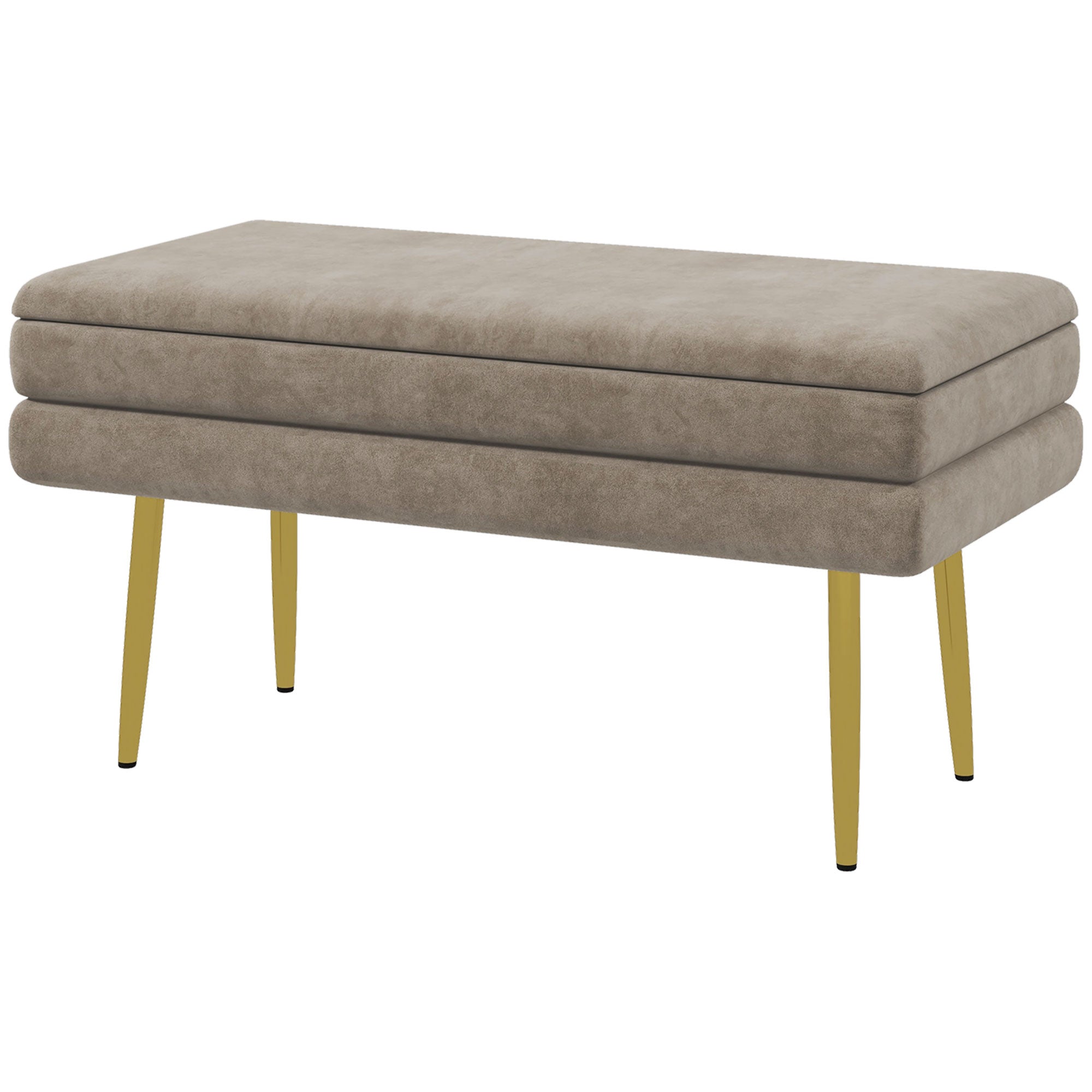 HOMCOM Sitzbank Polsterbank, mit Stauraum, Stahl, 79,5 cm x 37,5 cm x 43 cm, Beige