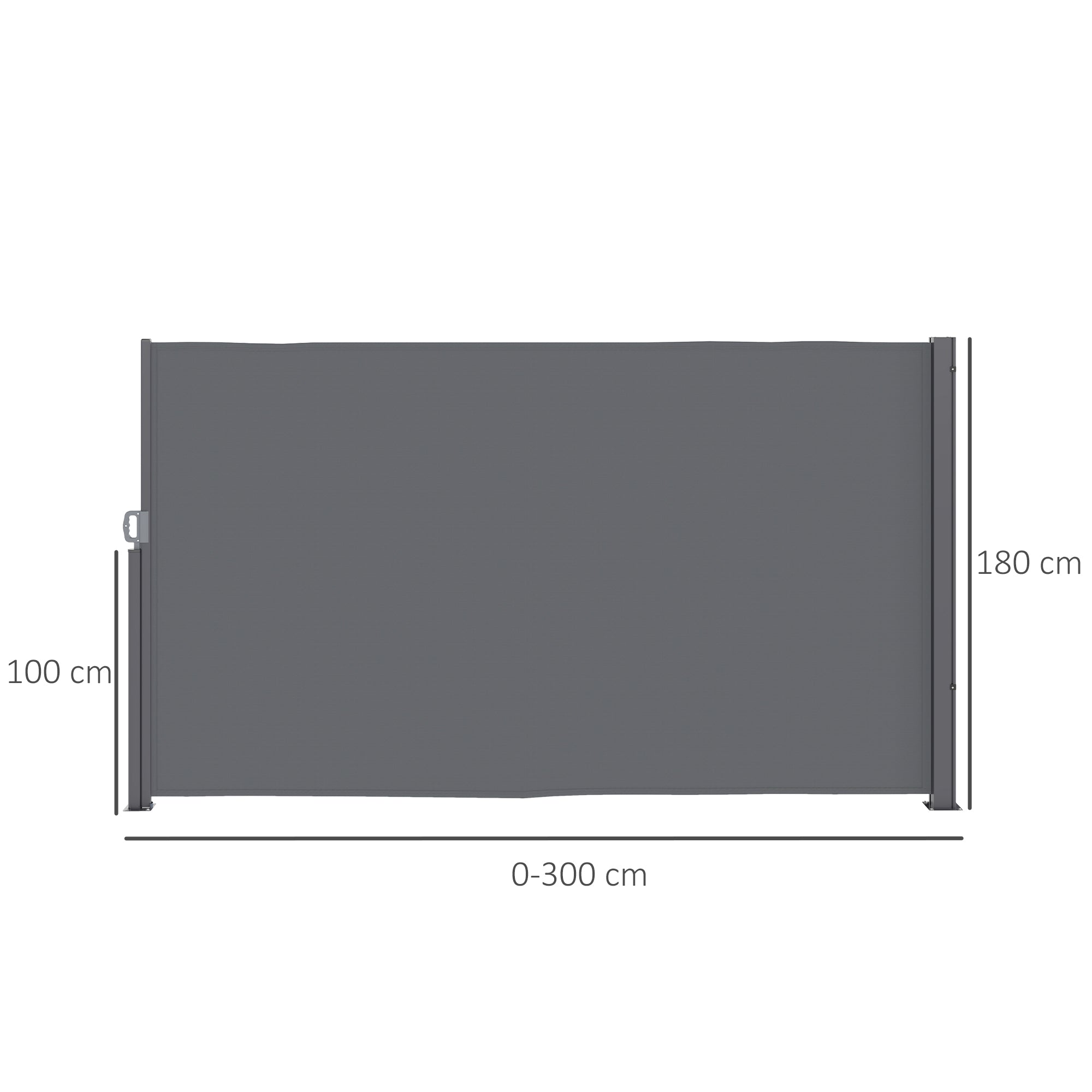 Outsunny Seitenmarkise ausziehbar blickdicht Sichtschutz mit Wandhalterung  Beschichtung 300x180cm Dunkelgrau