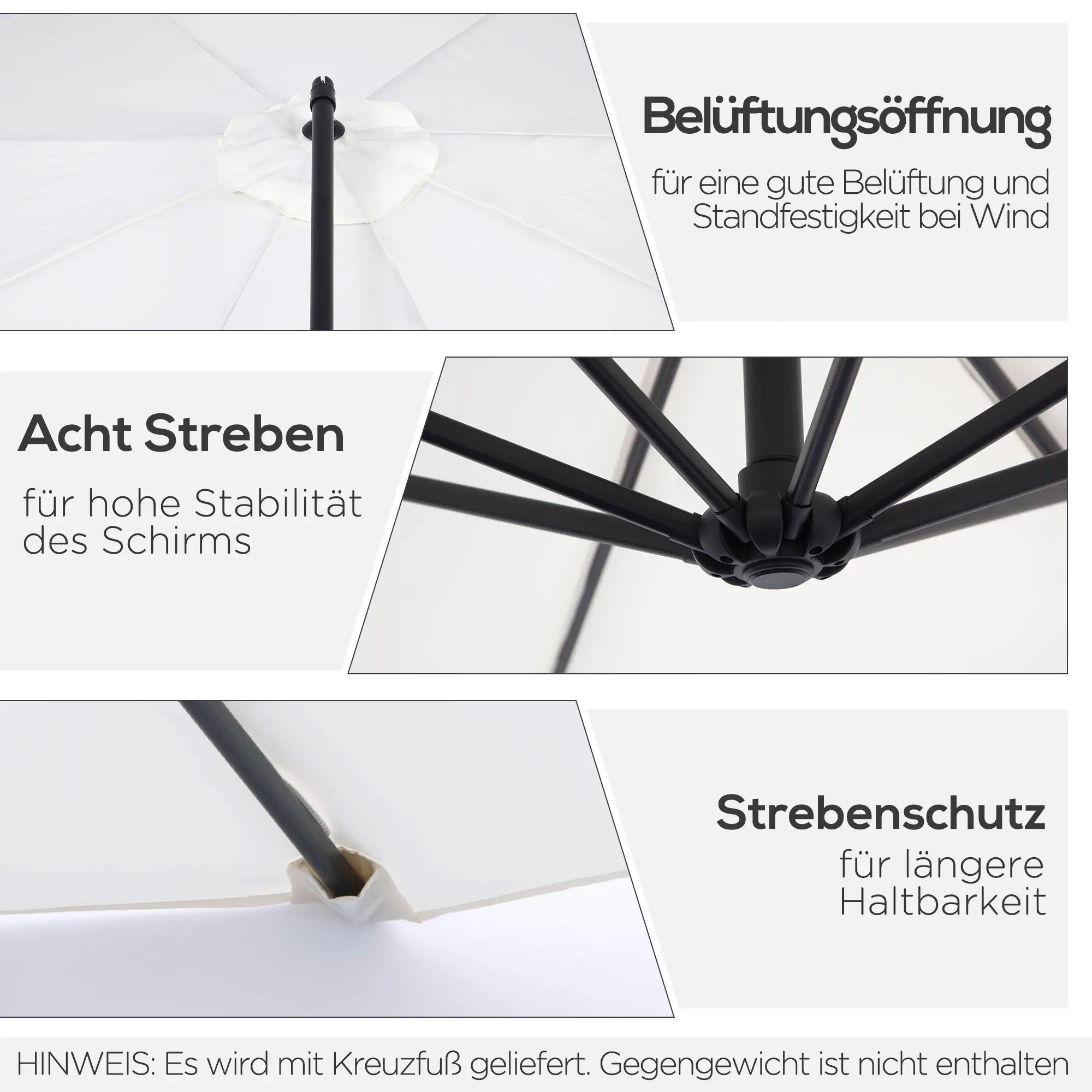 Outsunny Sonnenschirm mit Kurbel Wetterbeständig 3 m x 3 m x 2,5 m Stahl Polyester