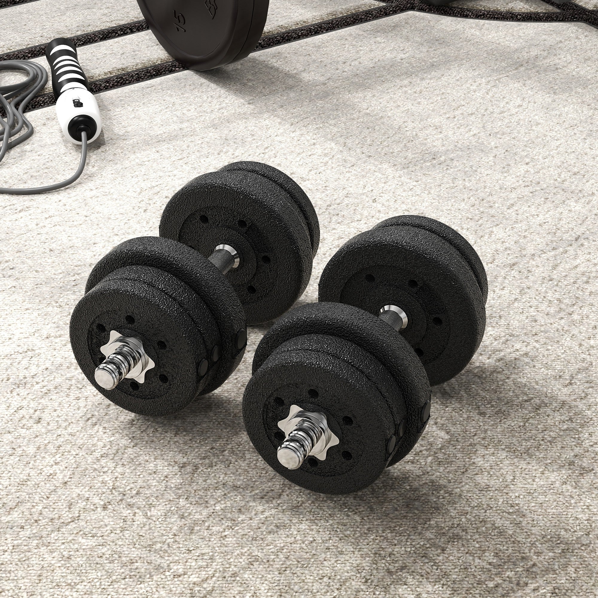 HOMCOM Kurzhantel Set 25KG Hantelset mit Hantelscheiben für Zuhause Büro Fitnessstudio Stahl Kunstleder Schwarz
