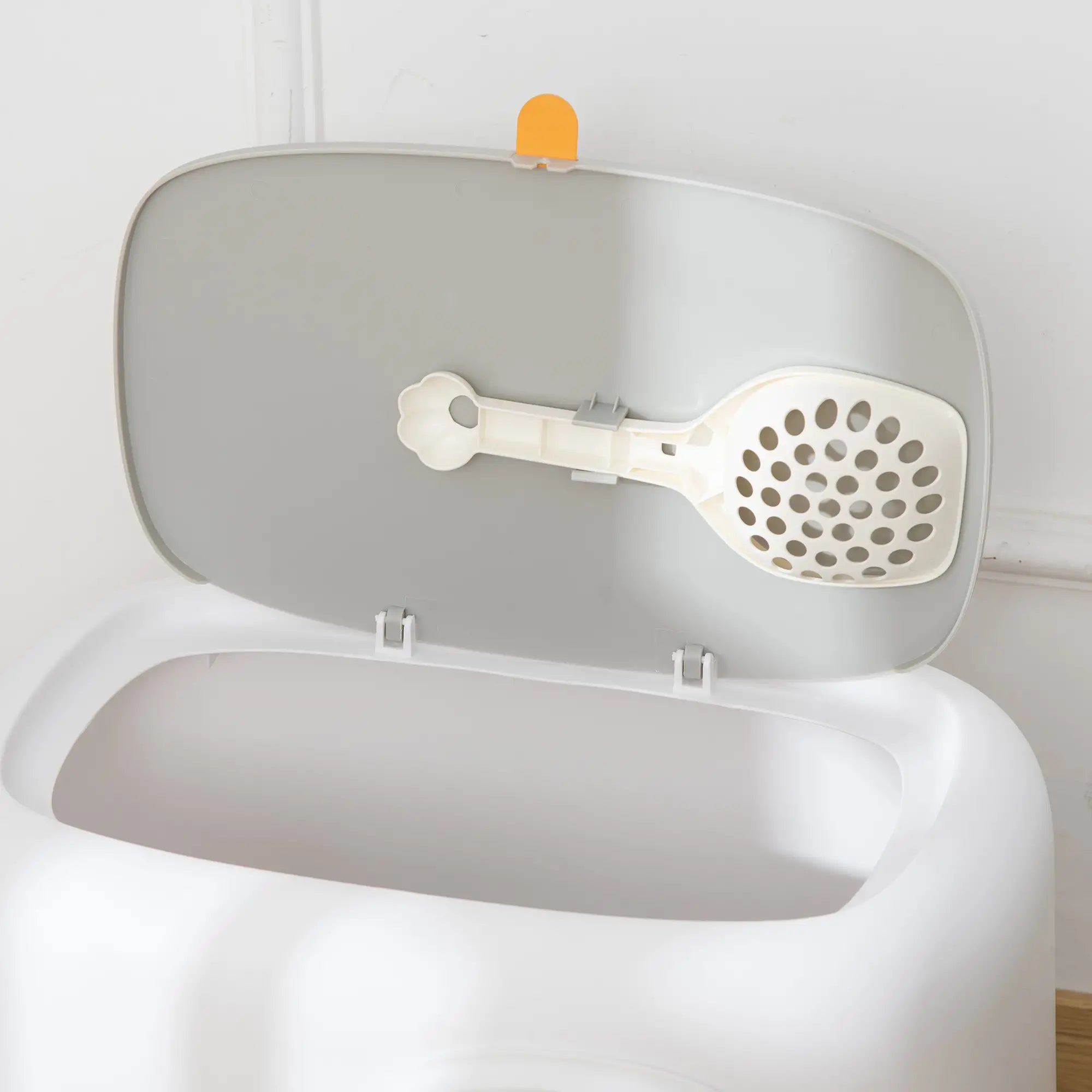 PawHut Katzenklo mit Deckel Katzentoilette mit Haube Schaufel Gitterboden XXL Katzentoilette für Katzen bis 5 kg 55 x 40 x 39 cm Weiß