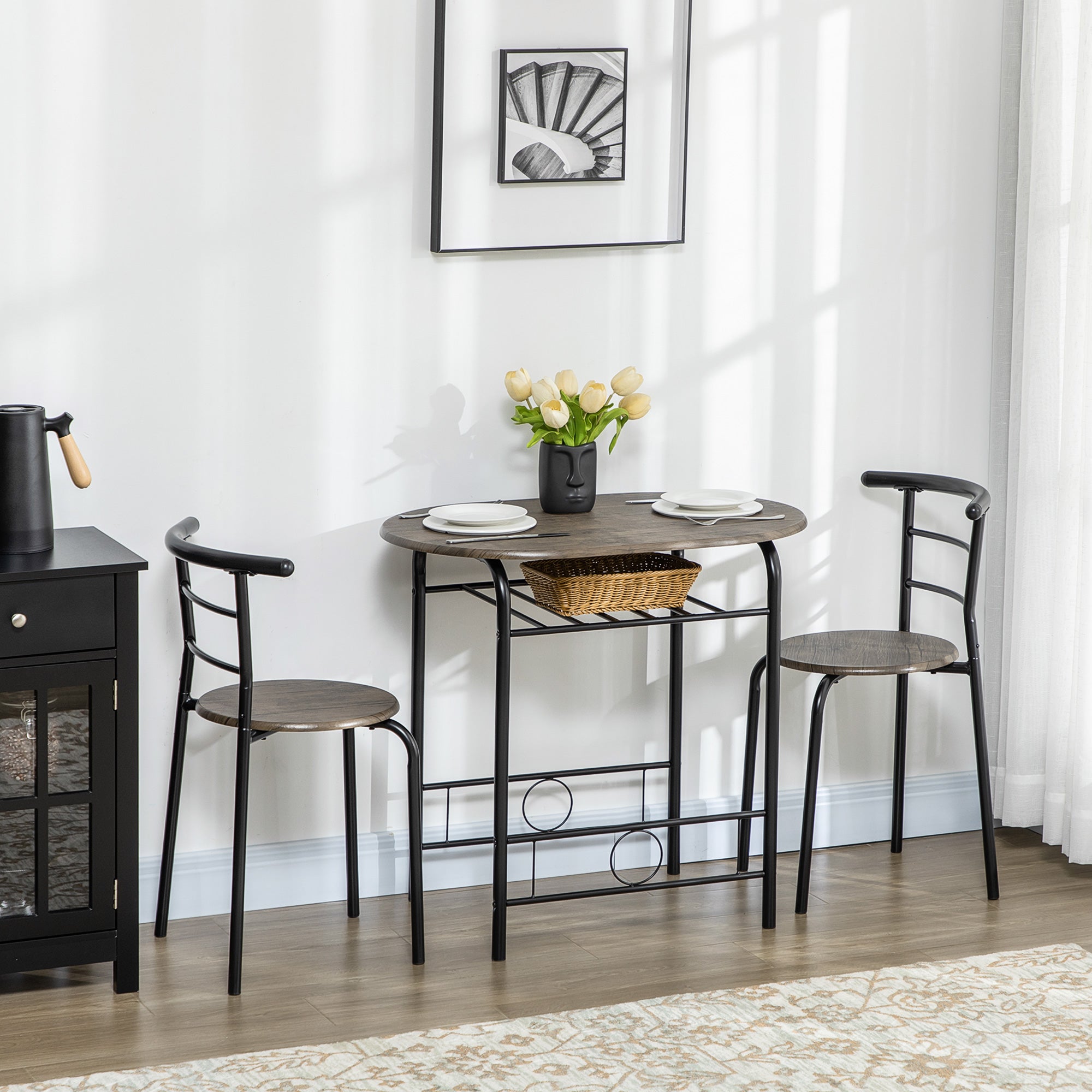 HOMCOM Essgruppe 3-teilig mit Regal platzsparend für kleine Räume