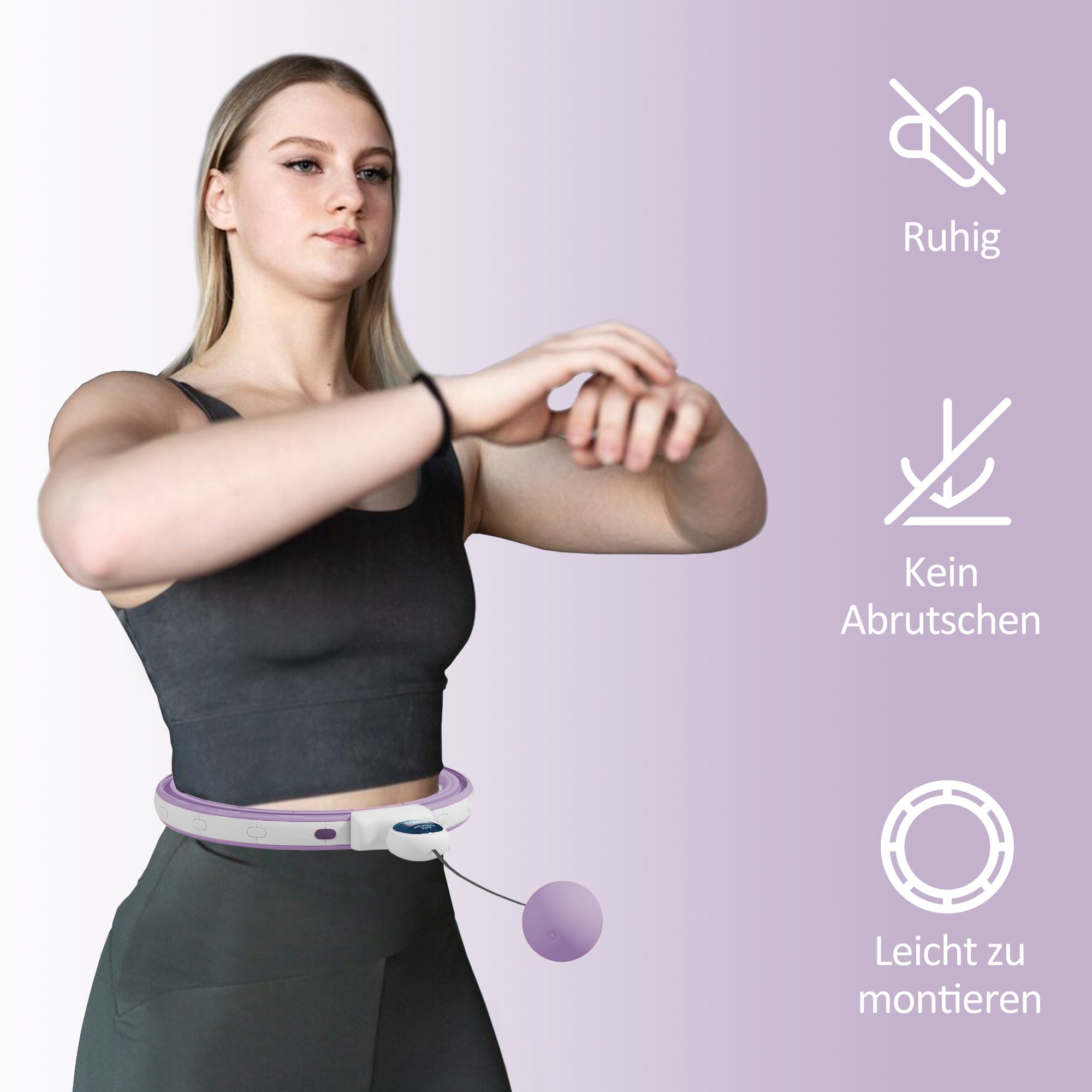 SPORTNOW Smart Hula Hoop Reifen Erwachsene mit Gewicht Kugel Zähler 16 Knoten (76-113cm) Violett