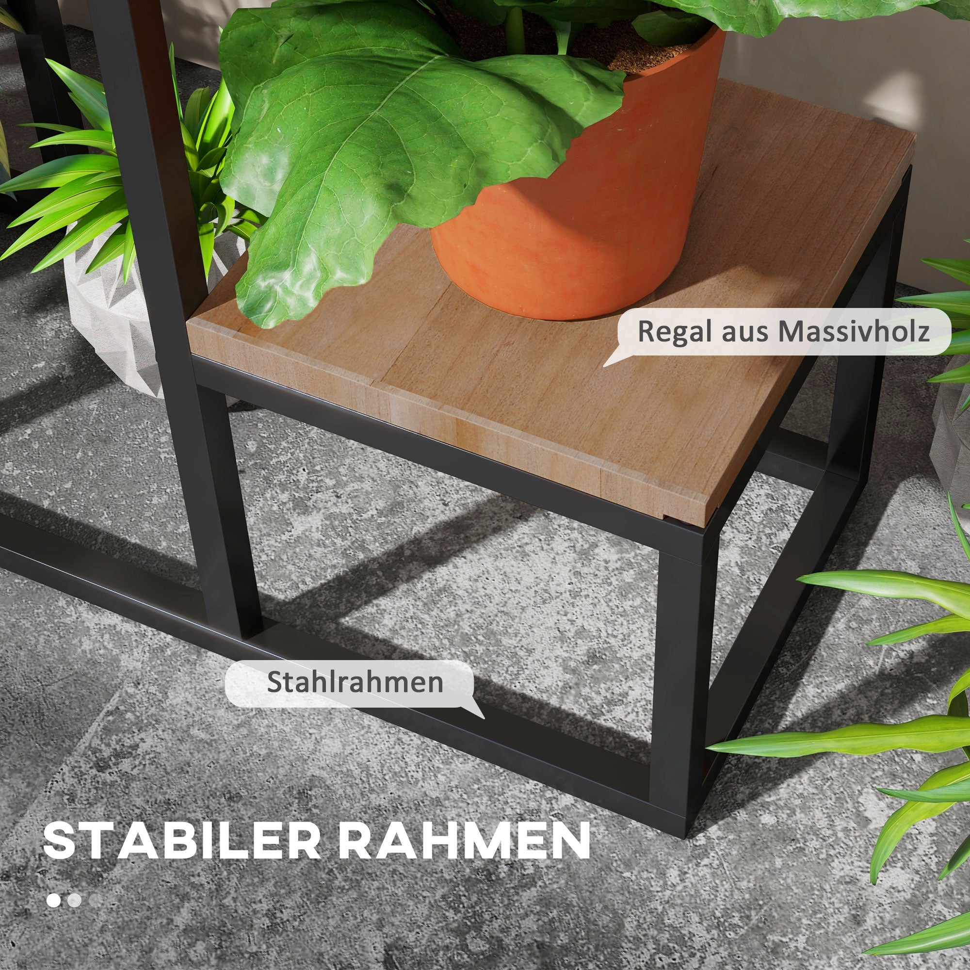 Outsunny Blumenregal, 4 Etagen, Indoor & Outdoor, Metallrahmen, 80 x 20 x 74 cm