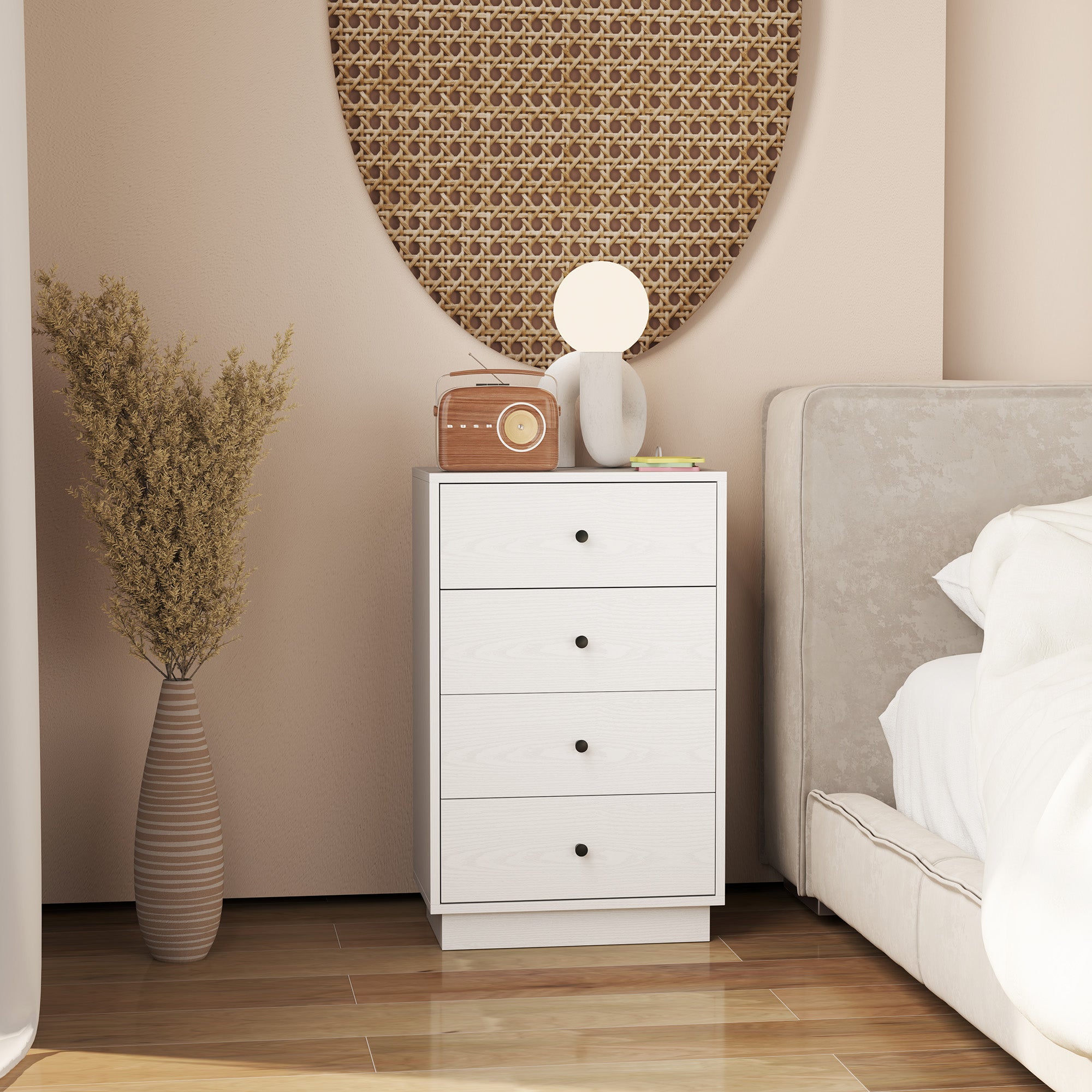 HOMCOM Kommode Sideboard mit 7 Schubladen Schrank aus Holzwerkstoff im Modern Stil 47 x 29 x 75 cm Weiß