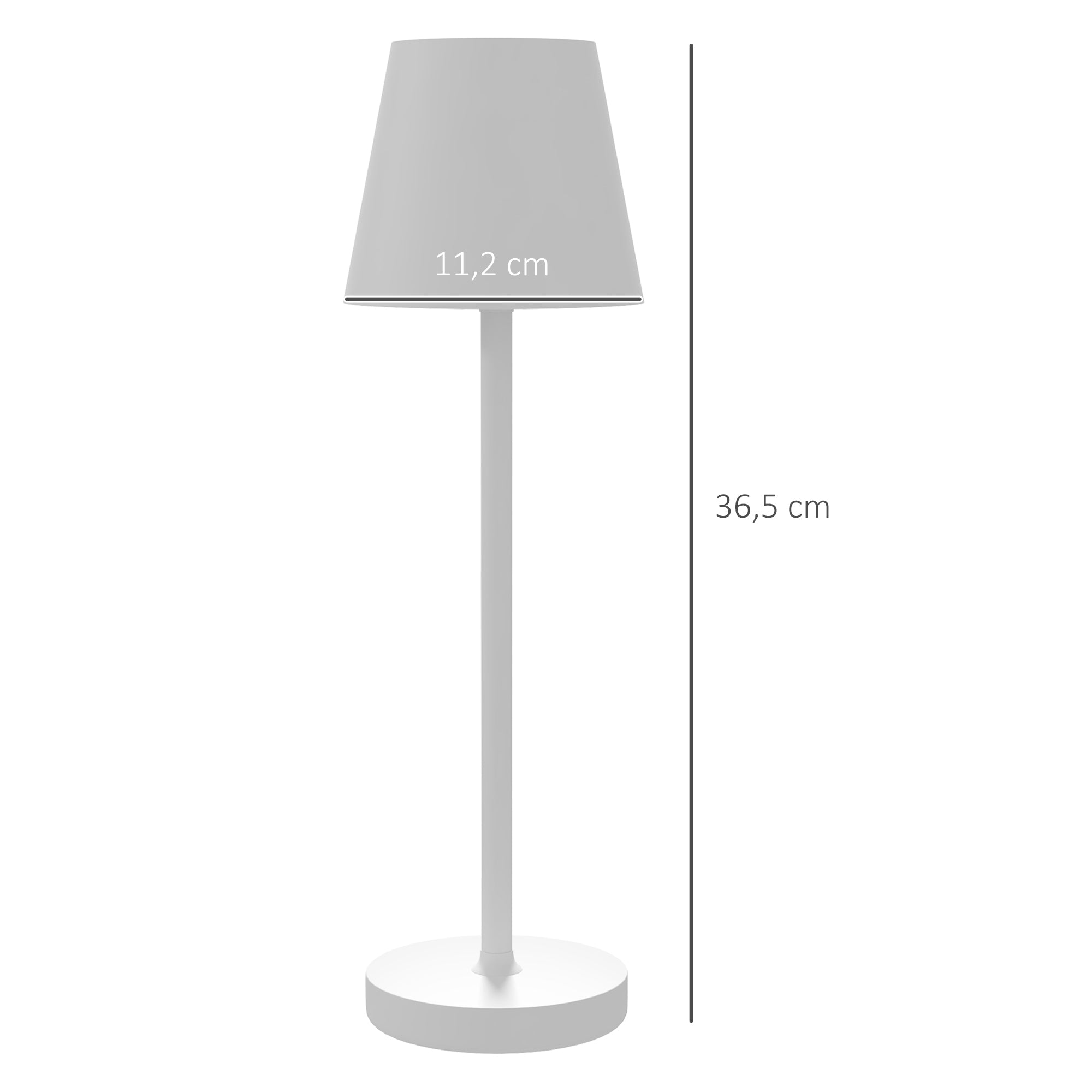 HOMCOM Aufladbare USB-Tischleuchte mit 3 Lichtfarben, Tragbare USB-Nachttischlampe mit Touch-Schalter, Metall, Weiß